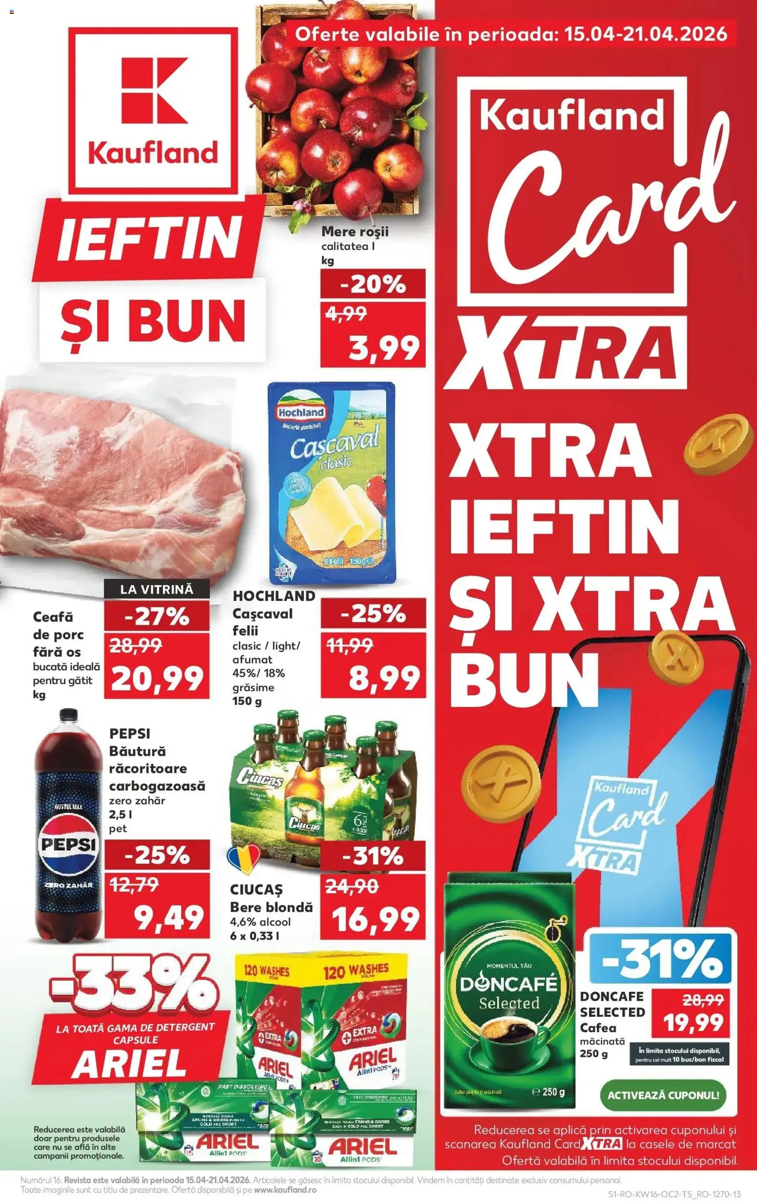 Noul catalog Kaufland – valabil de la 15.04.2026 | Pagină: 1 | Produse: Vitrină, Cafea, Mere, Zahăr
