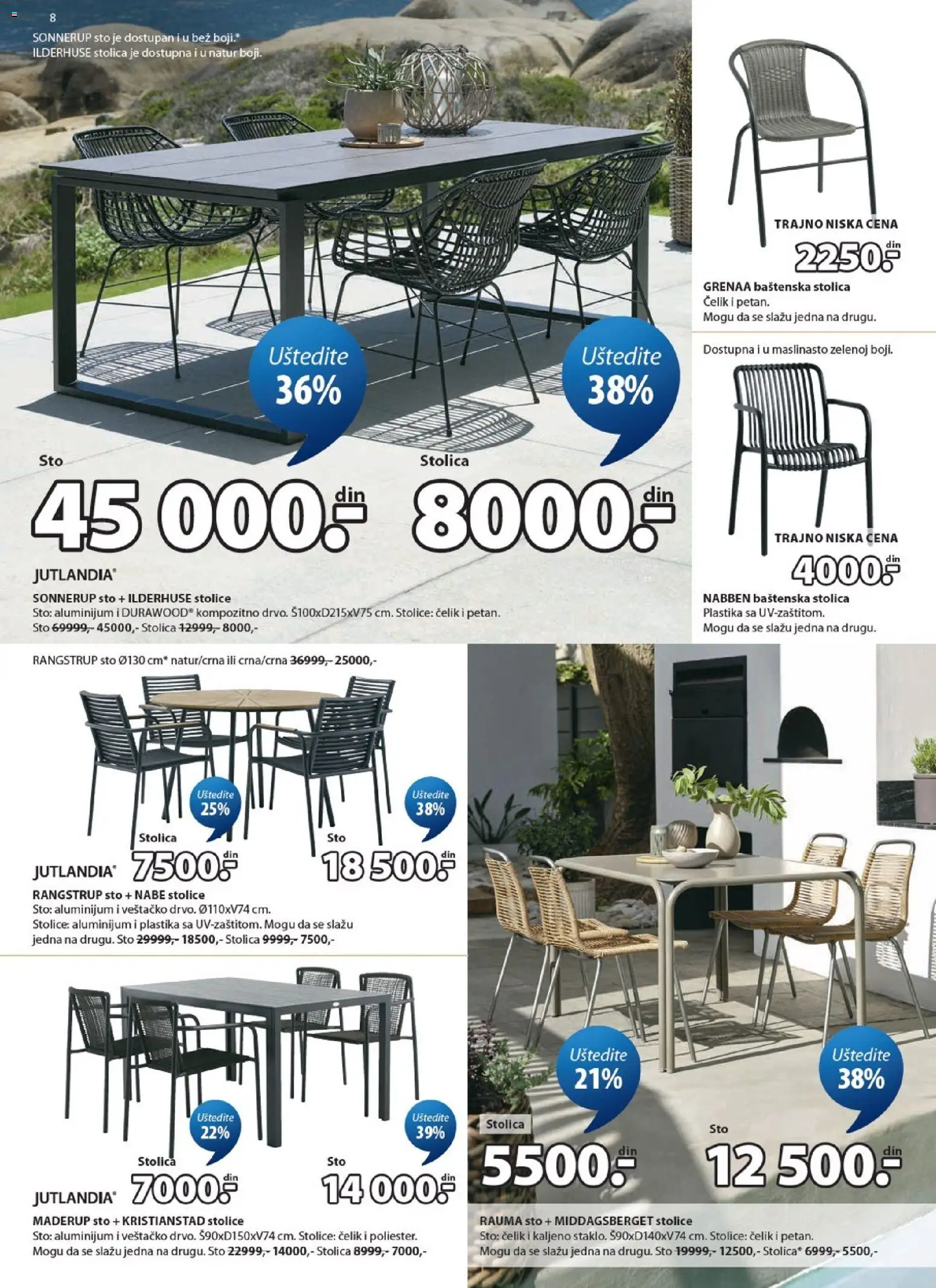 Jysk katalog - važi od 03.06.2026 | Strana: 8 | Proizvode: Baštenska stolica, Sto, Stolica
