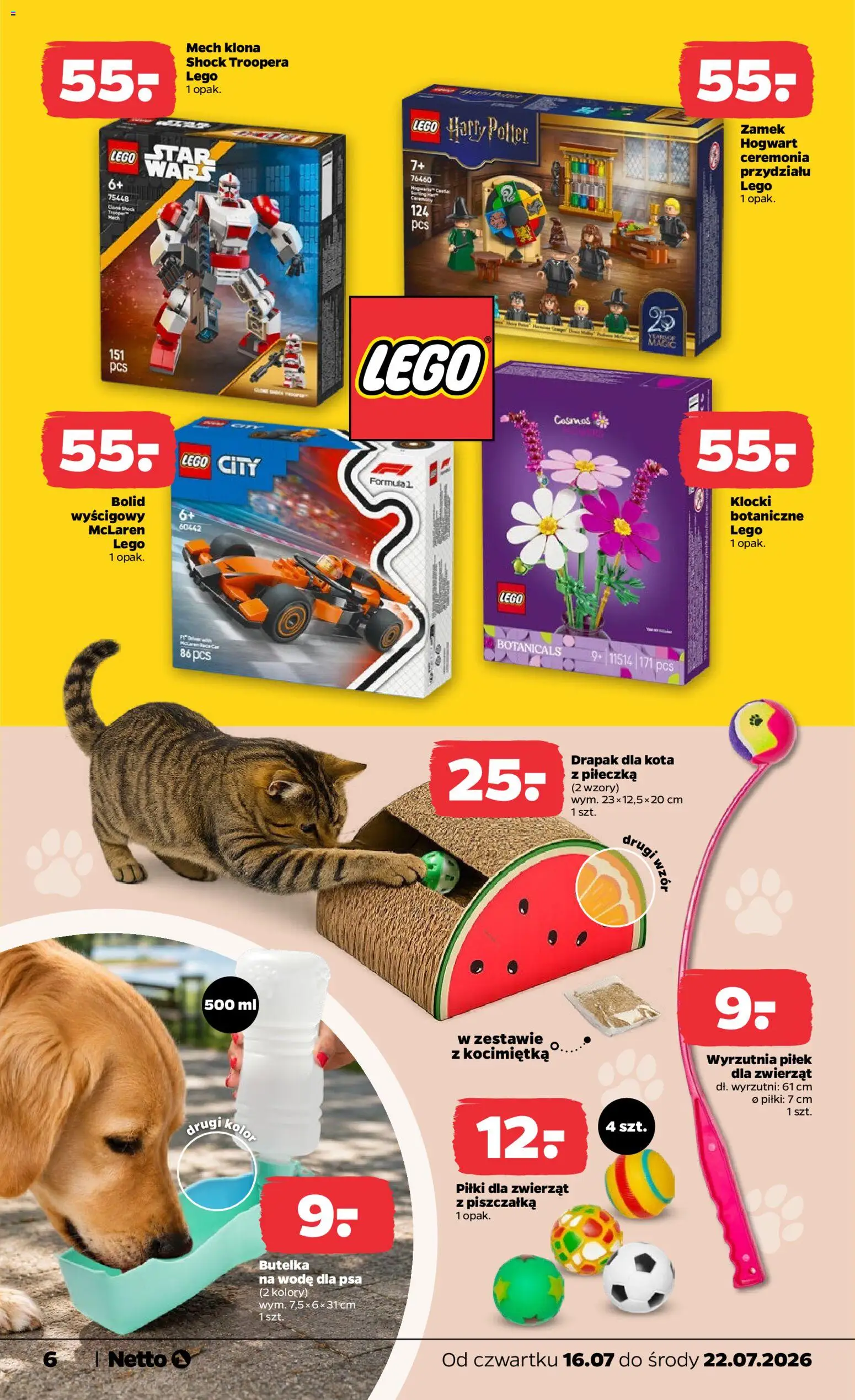 Netto gazetka od czwartku NonFood od 16.07.2026 | Strona: 6 | Produkty: Wyrzutnia, Lego, Drapak, Drapak dla kota