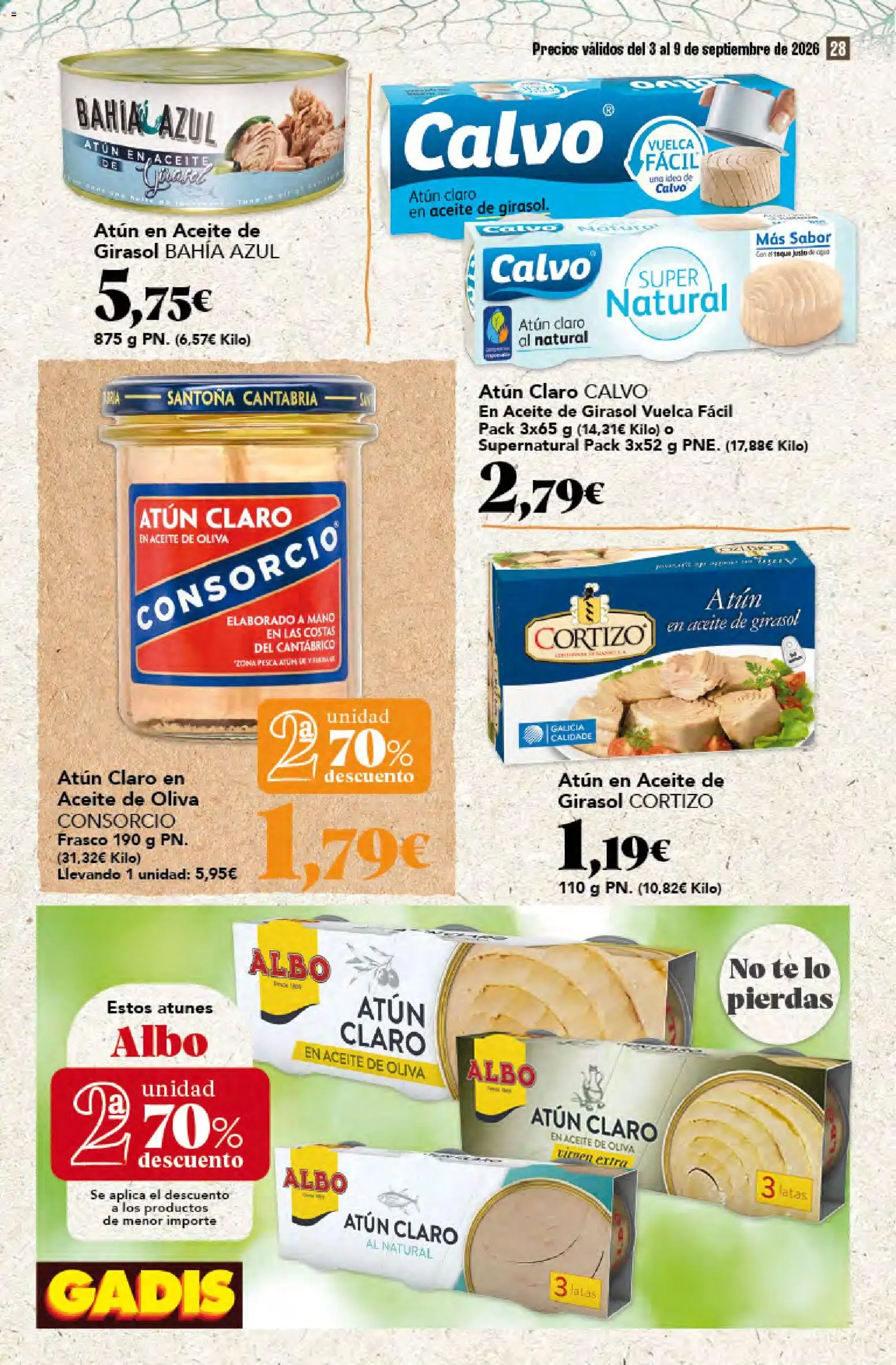Gadis folleto │ válido desde el 03/09/2026 | Página: 28 | Productos: Atún, Aceite, Té, Aceite de oliva