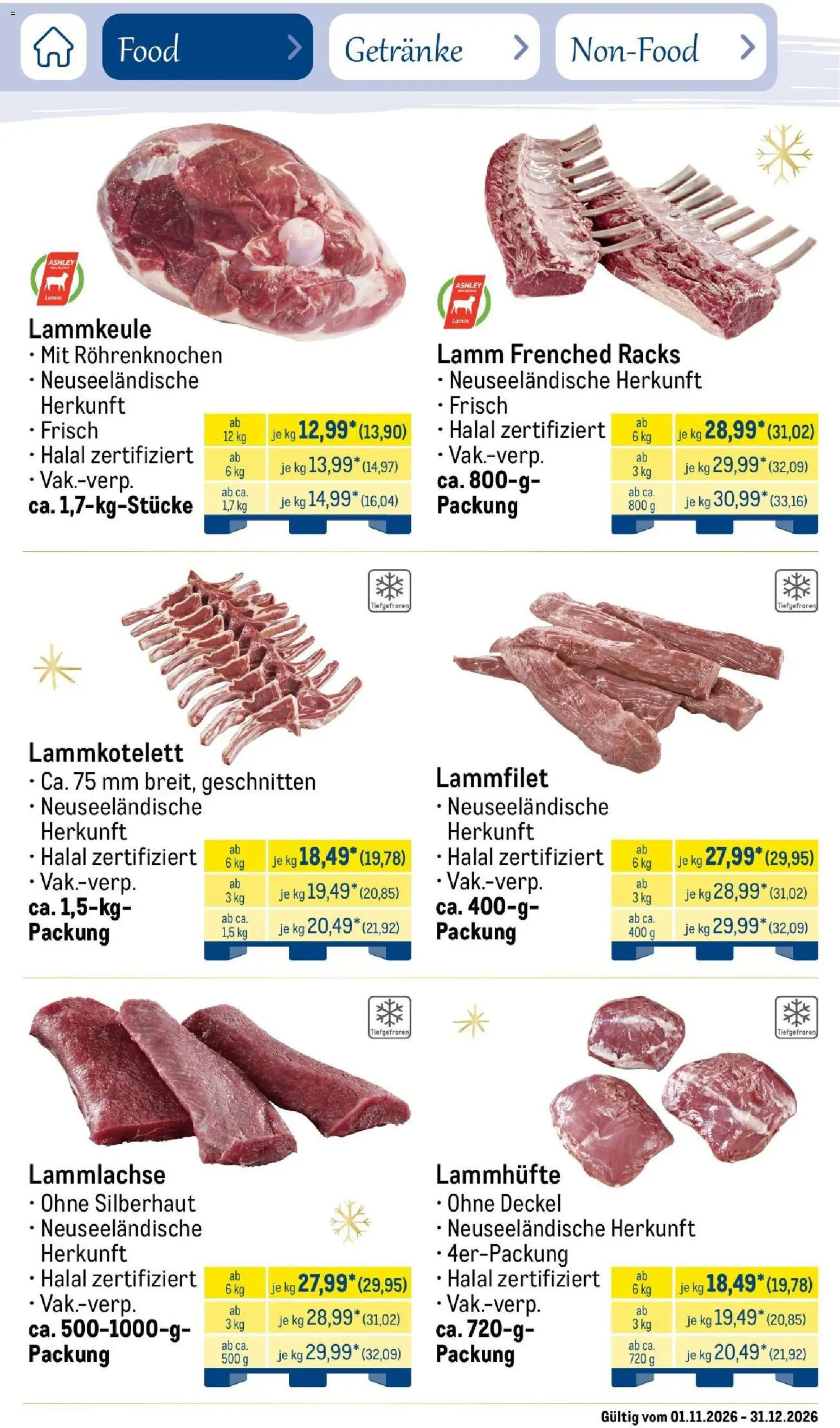 Metro Saisonkatalog Festtage voller Genuss – gültig ab 01.11.2026 | Seite: 35 | Produkte: Lammkeule