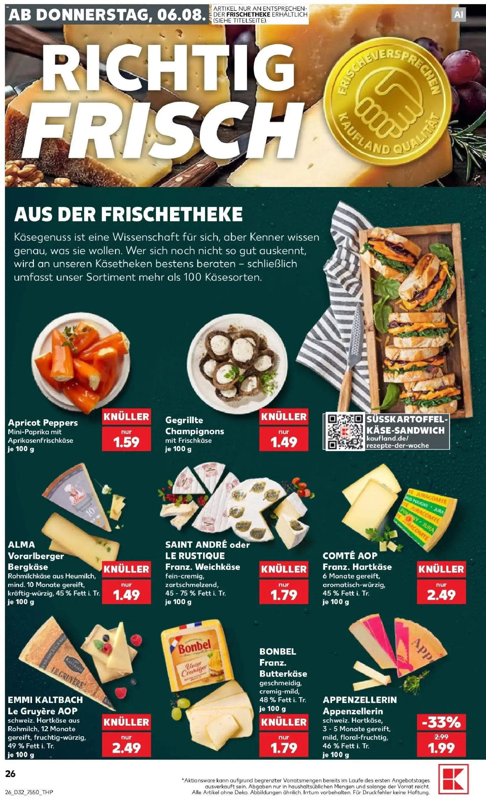 Prospekt Kaufland ab 06.08.2026 » Angebote Online zum Blättern | Seite: 26 | Produkte: Champignons, Frischkase