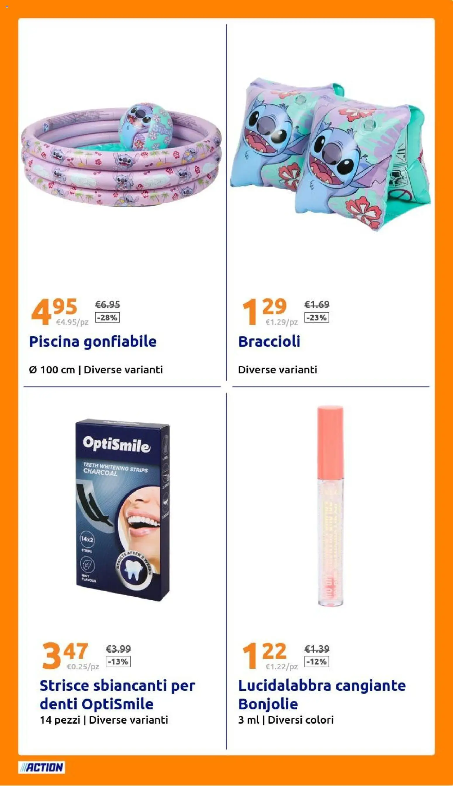 Volantino Action del 17.06.2026 | Pagina: 31 | Prodotti: Lucidalabbra, Braccioli, Piscina