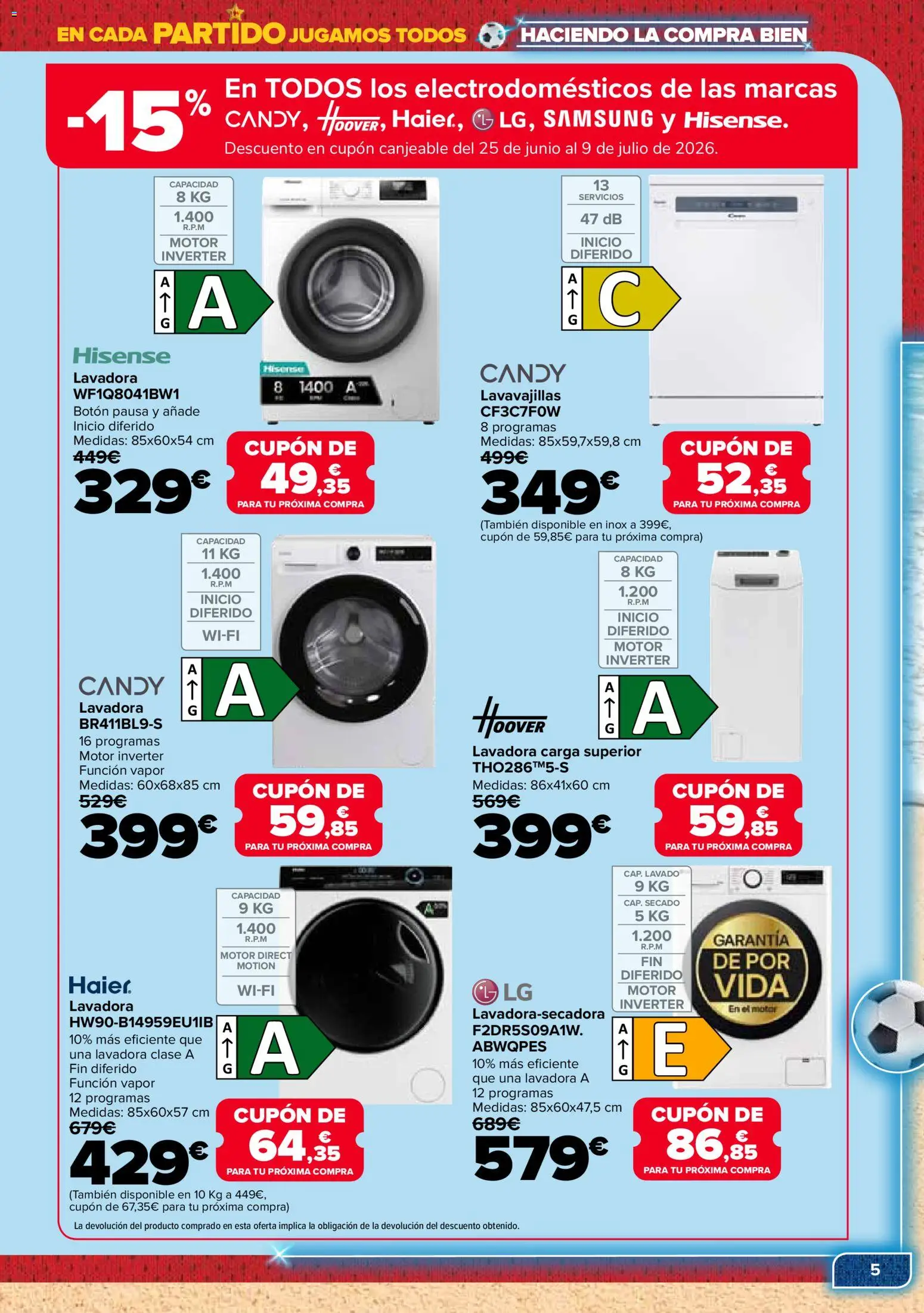 Carrefour Electroverano │ válido desde el 09.06.2026 | Página: 5 | Productos: Lavadora, Lavavajillas