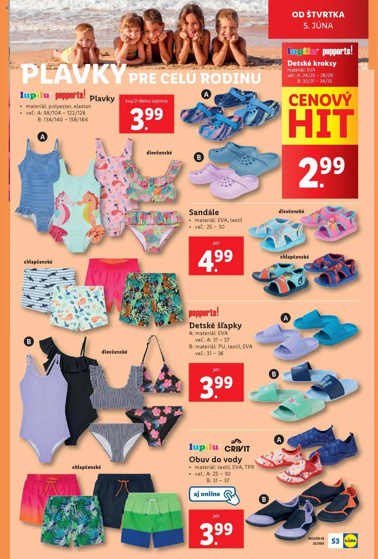 Nové Lidl akcie – leták je platný od 02.06.2025 | Strana: 65 | Produkty: Plavky, Sandále, Šľapky