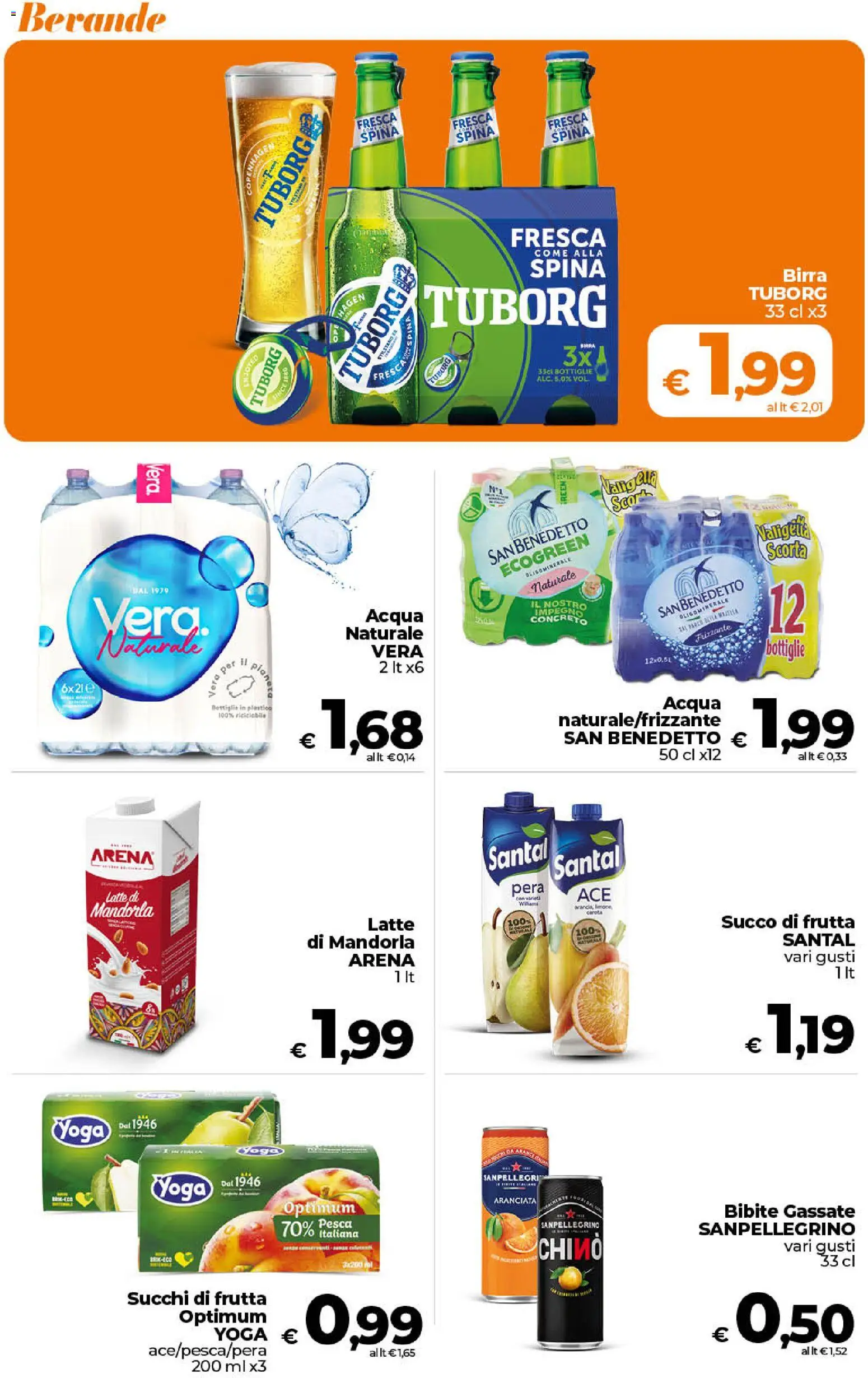 Volantino Ipercoop del 21/08/2026 | Pagina: 43 | Prodotti: Birra Tuborg, Acqua, Mandorla, Succo di frutta