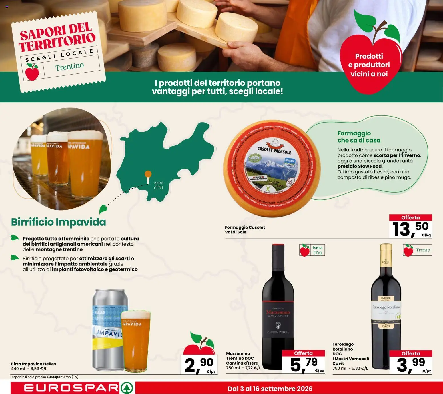 Volantino Eurospar del 03/09/2026 | Pagina: 10 | Prodotti: Porta, Birra, Formaggio