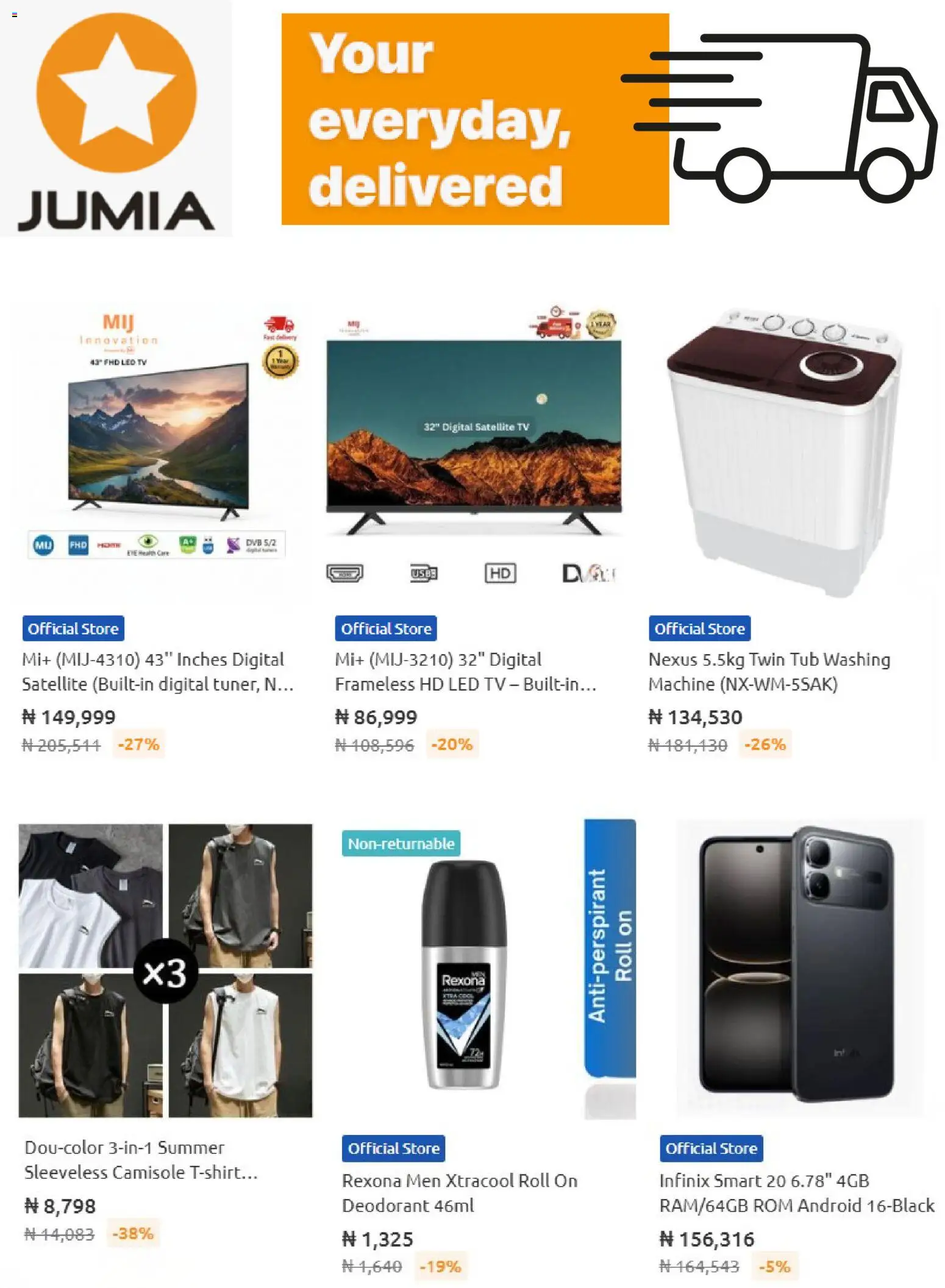 Jumia Catalogue valid from 01/10/2026 | Page: 5 | Products: Tv, Deodorant, Antiperspirant, Satellite