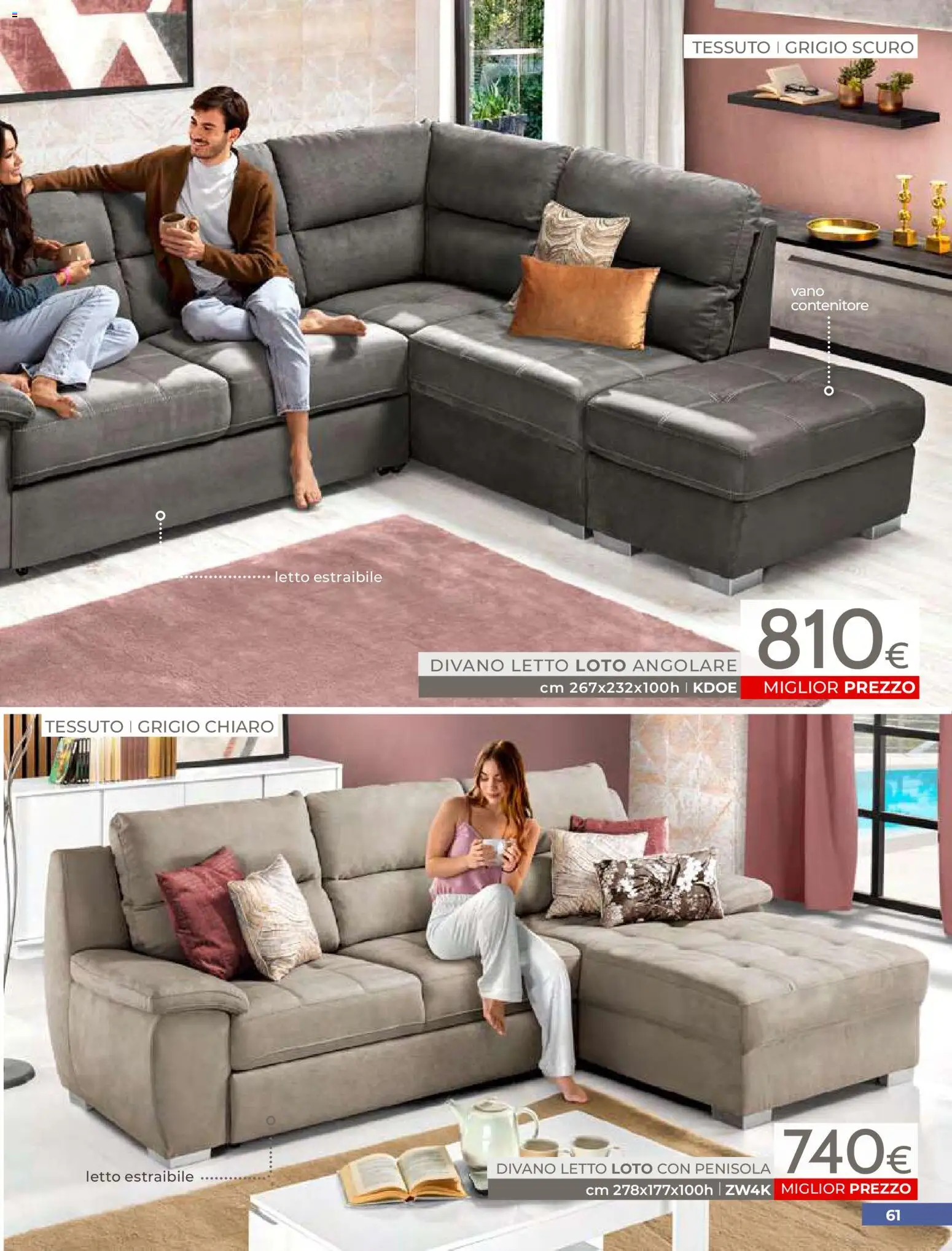 Volantino Mondo Convenienza del 01.04.2026 | Pagina: 63 | Prodotti: Divano letto, Contenitore, Letto, Divano