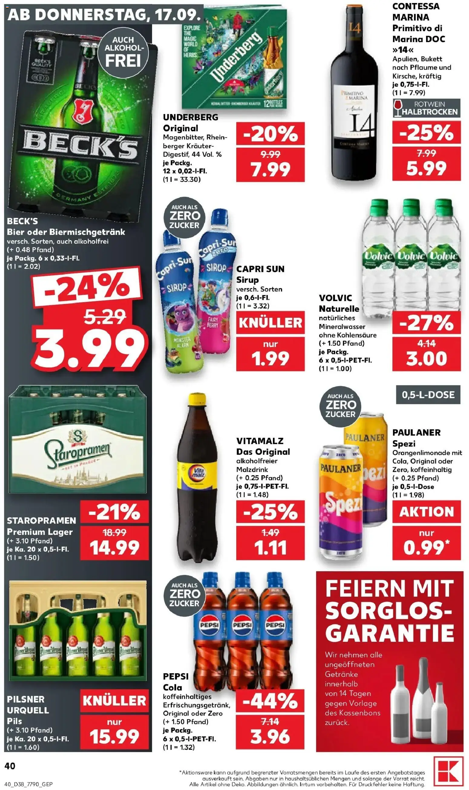 Prospekt Kaufland ab 14.09.2026 » Angebote Online zum Blättern | Seite: 52 | Produkte: Capri sun, Mineralwasser, Zucker, Pepsi