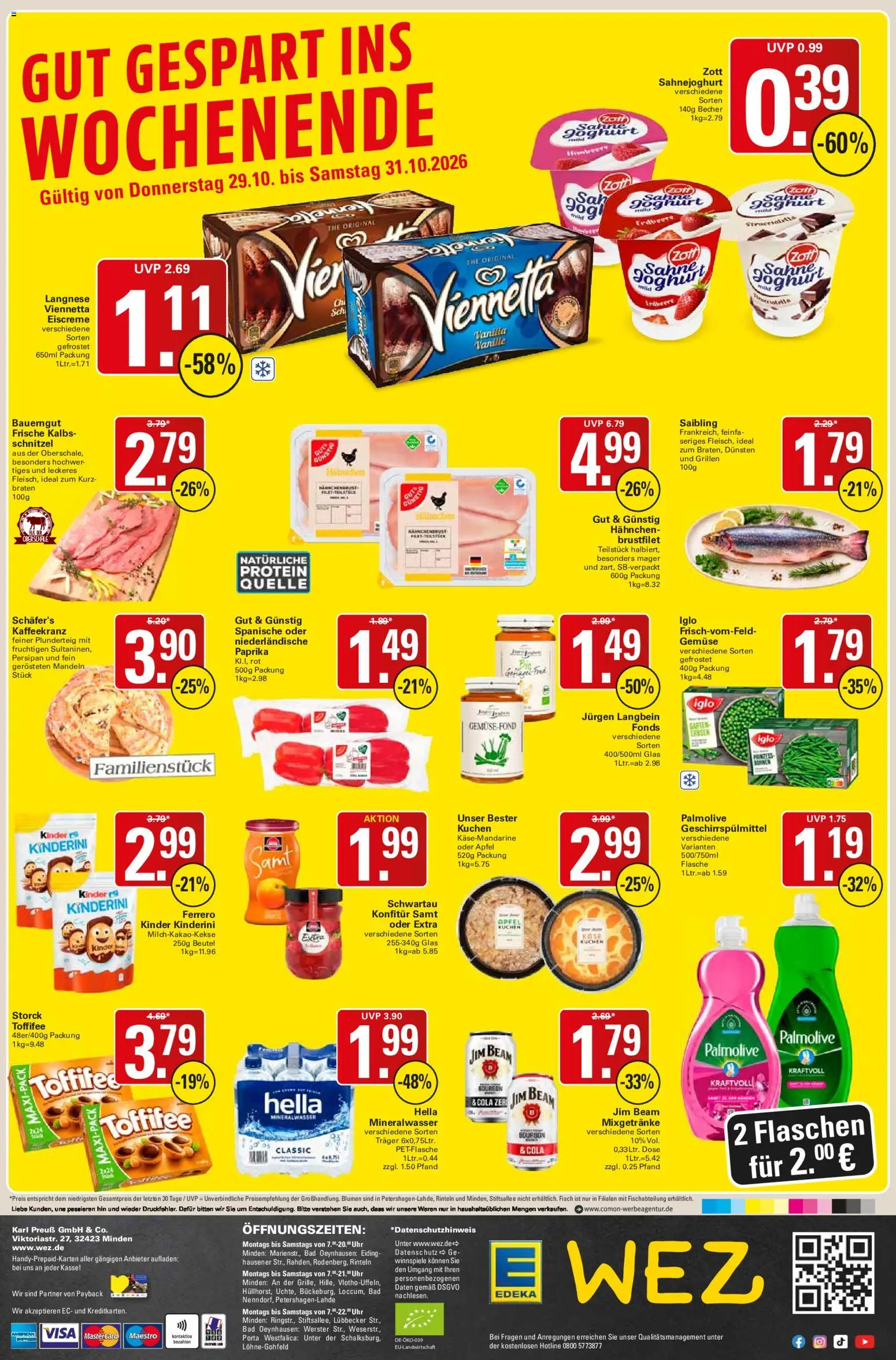 WEZ Prospekt – gültig ab 26.10.2026 | Seite: 16 | Produkte: Langnese, Joghurt, Äpfel, Erbsen