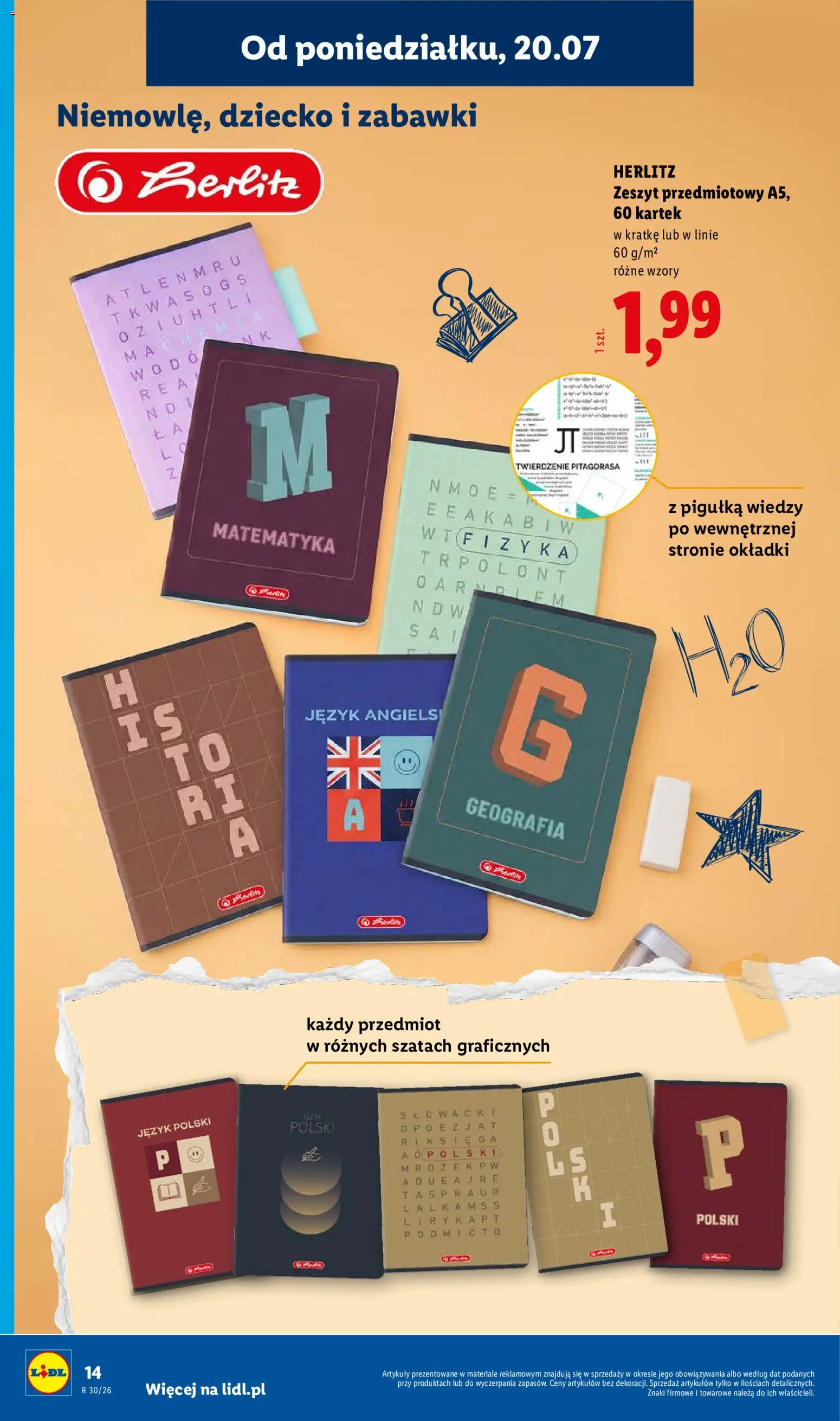Lidl Katalog od 20.07.2026 | Strona: 14 | Produkty: Notebook, Zeszyt