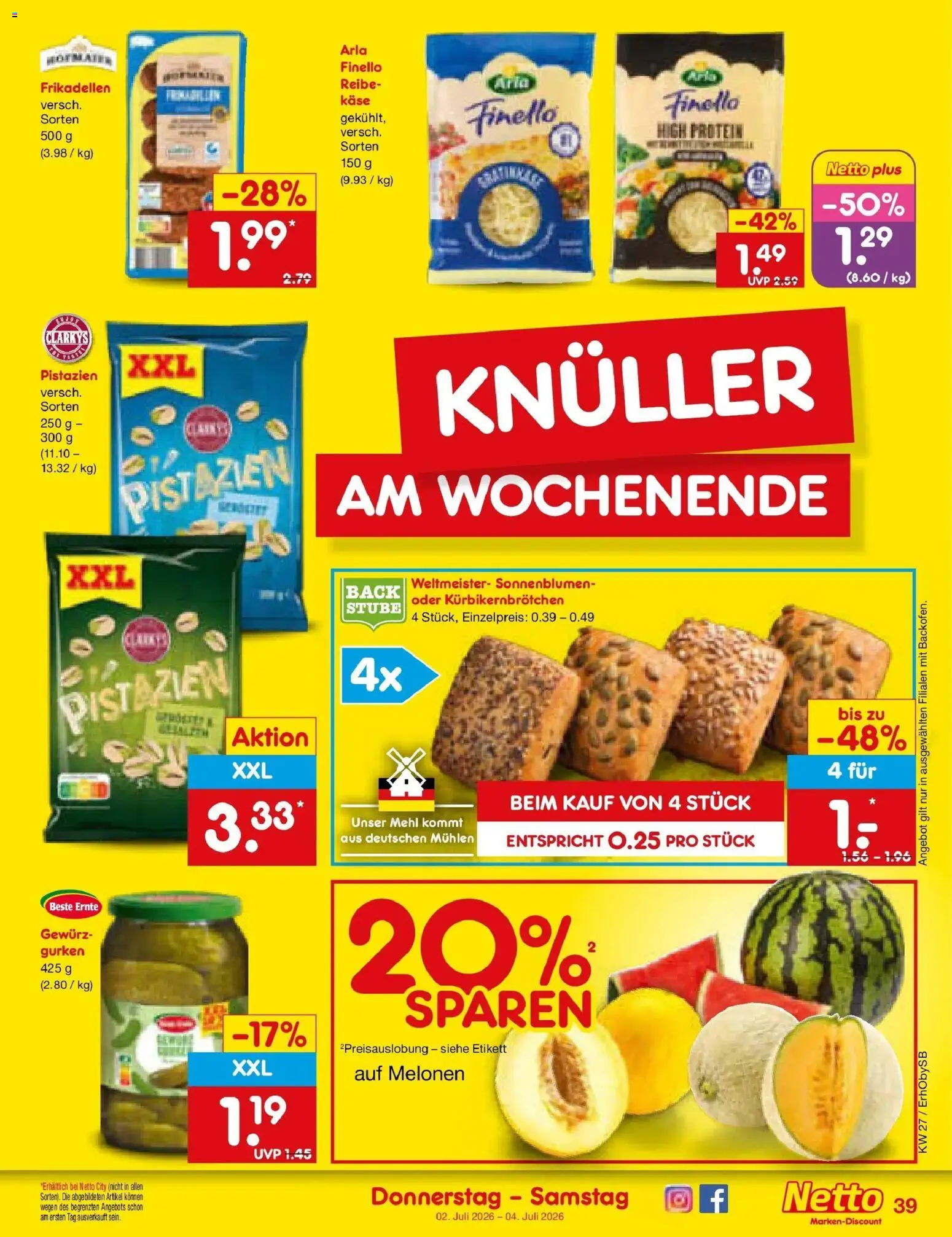Netto Marken-Discount Prospekt Mauern – gültig ab 28.06.2026 | Seite: 57 | Produkte: Mehl, Käse, Pistazien, Gurken