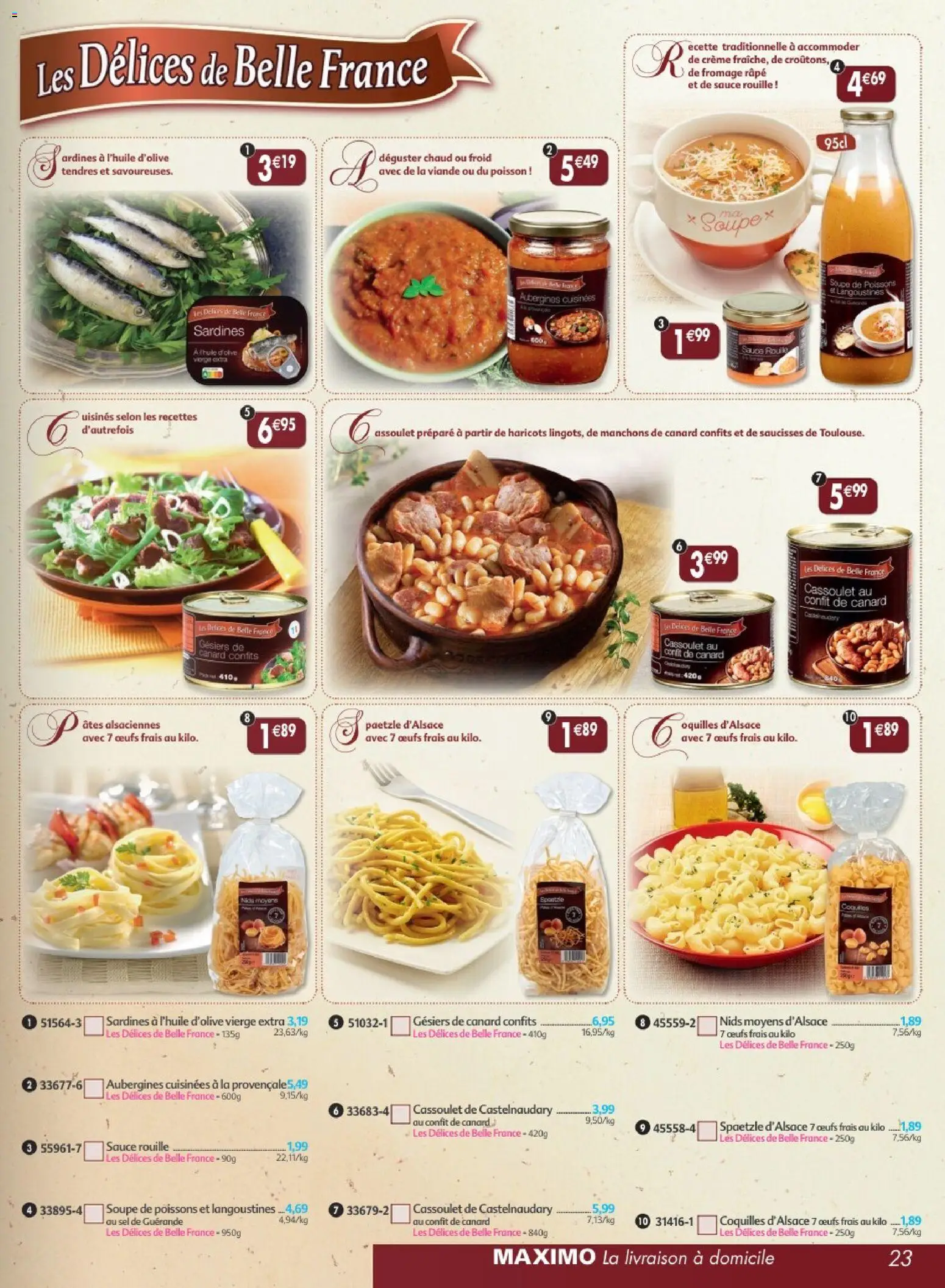{H1} | Page: 23 | Produits: Fromage, Haricots, Poisson, Aubergines