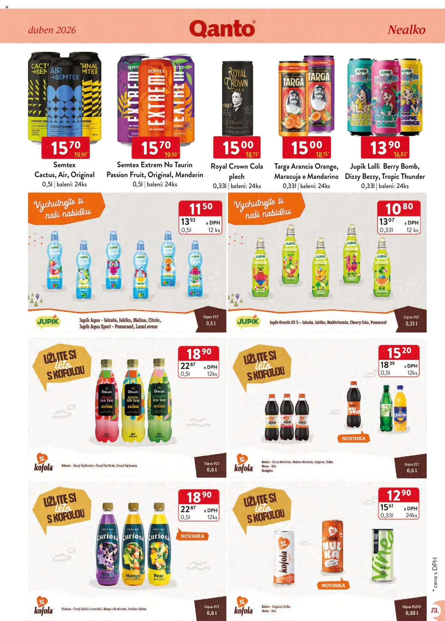 Astur & Qanto leták - Velkoobchod 04/2026 od 01.04.2026 | Strana: 73 | Produkty: Maracuja, Mango, Kofola, Energy drink