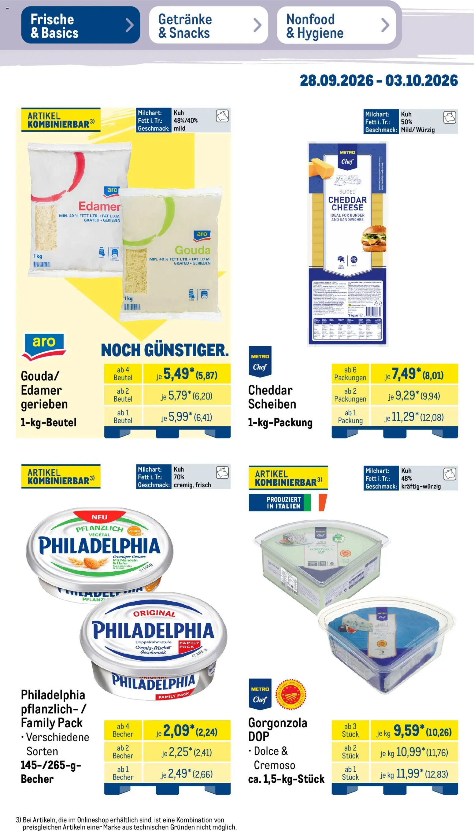 Metro NonFood-Angebote – gültig ab 28.09.2026 | Seite: 41 | Produkte: Philadelphia, Burger, Mandeln, Edamer