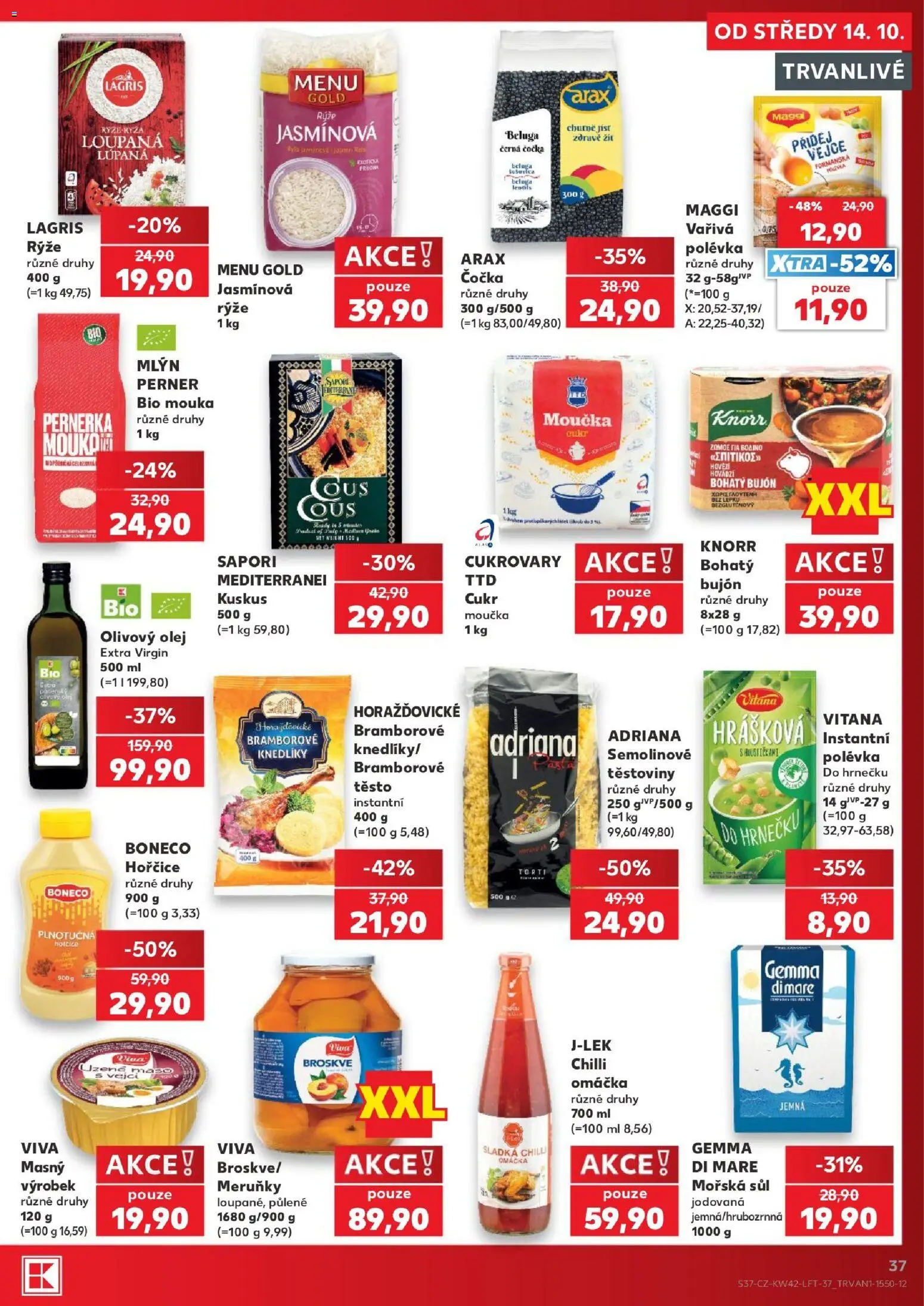 Kaufland leták od 14.10.2026 | Strana: 37 | Produkty: Hovězí, Broskve, Cukr, Těsto