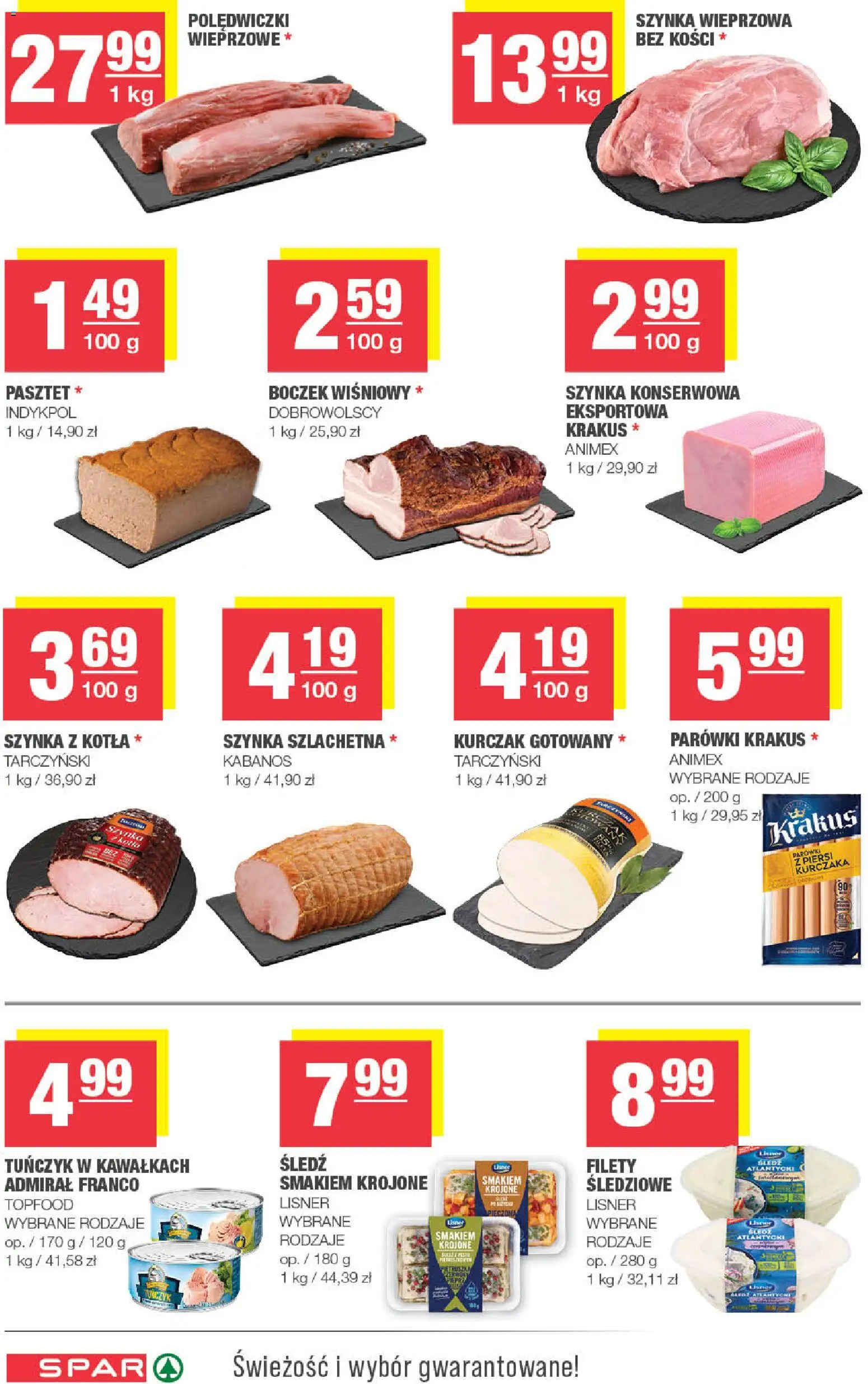 Spar gazetka od 07.10.2026 | Strona: 4 | Produkty: Pasztet, Szynka konserwowa, Tuńczyk, Polędwiczki