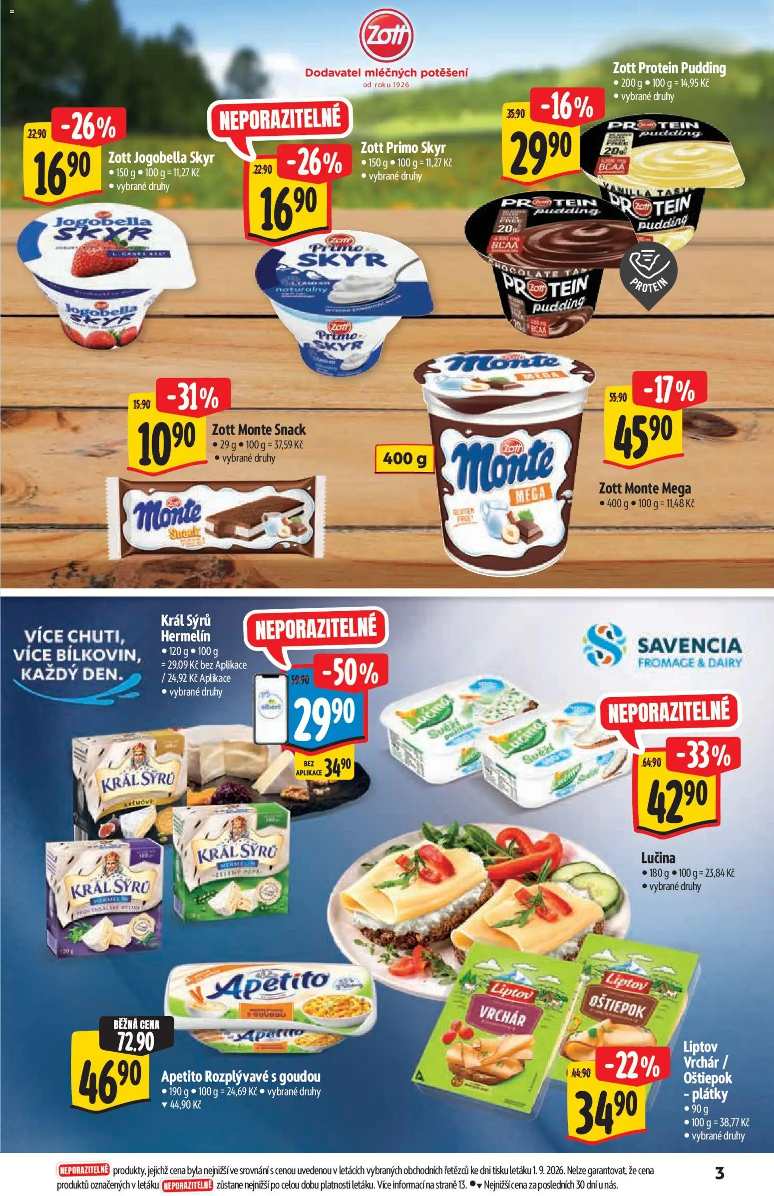 Albert katalog - Supermarket od 09.09.2026 | Strana: 3 | Produkty: BCAA, Hermelín, Skyr, Jogobella