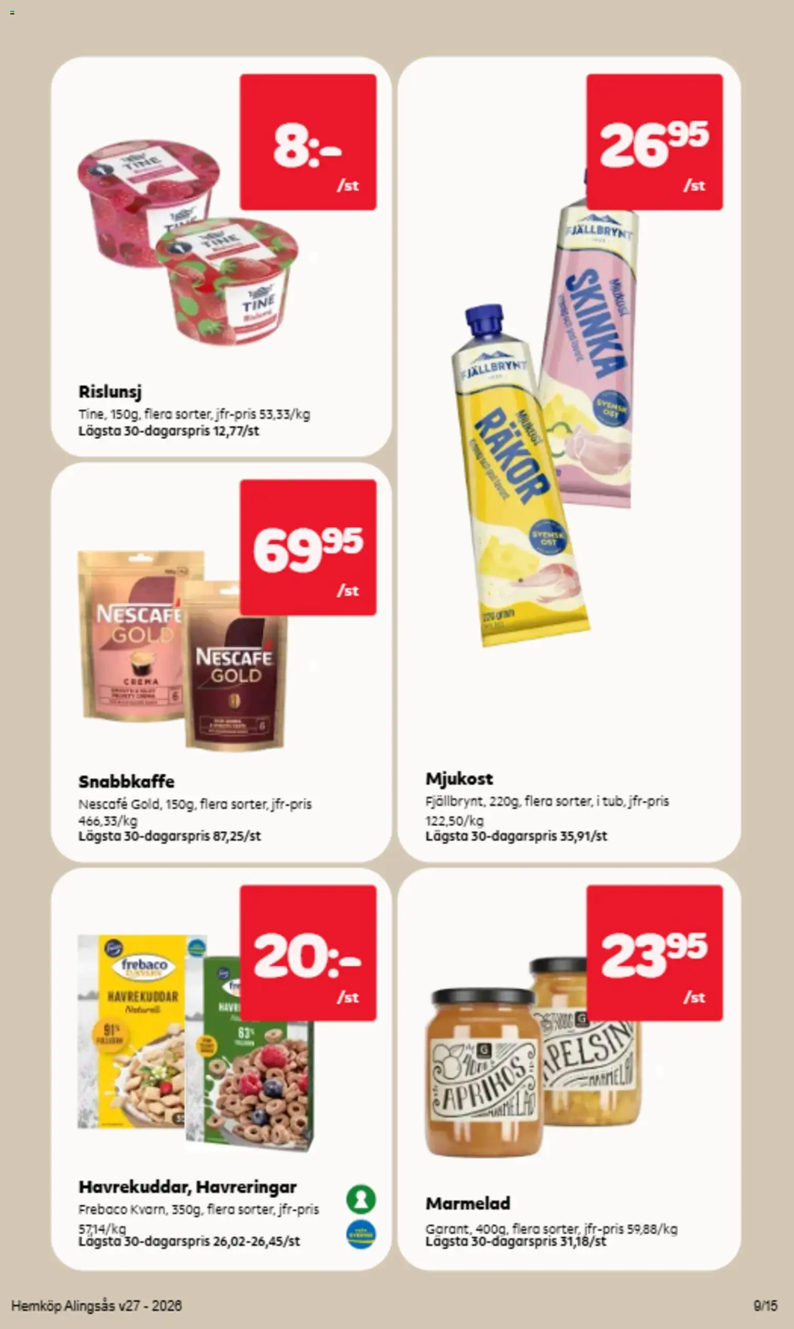 Hemköp reklamblad aktuell från 29/06/2026 | Sida: 3 | Produkter: Räkor, Skinka, Mjukost, Apelsin