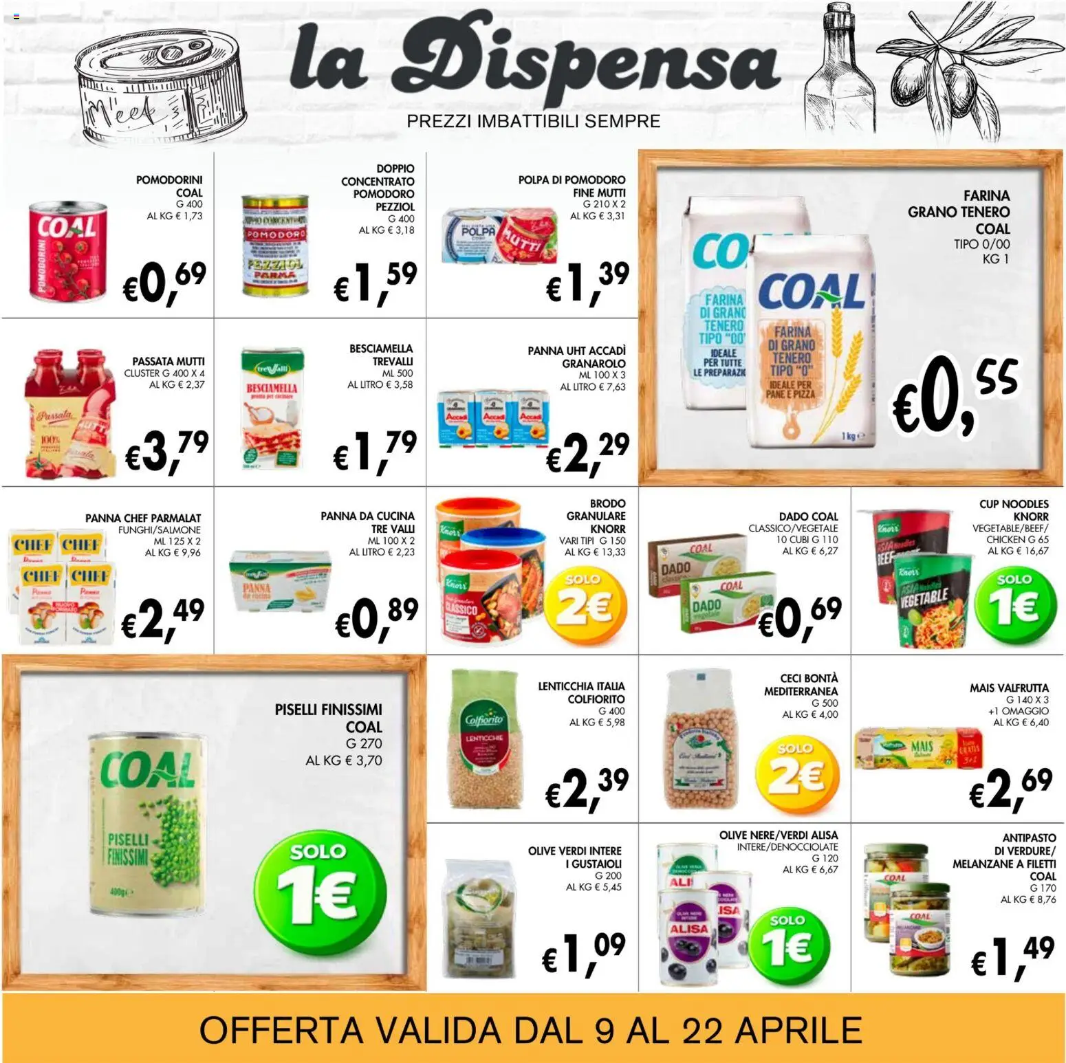 Volantino Coal del 09.04.2026 | Pagina: 14 | Prodotti: Panna, Farina, Mutti, Besciamella