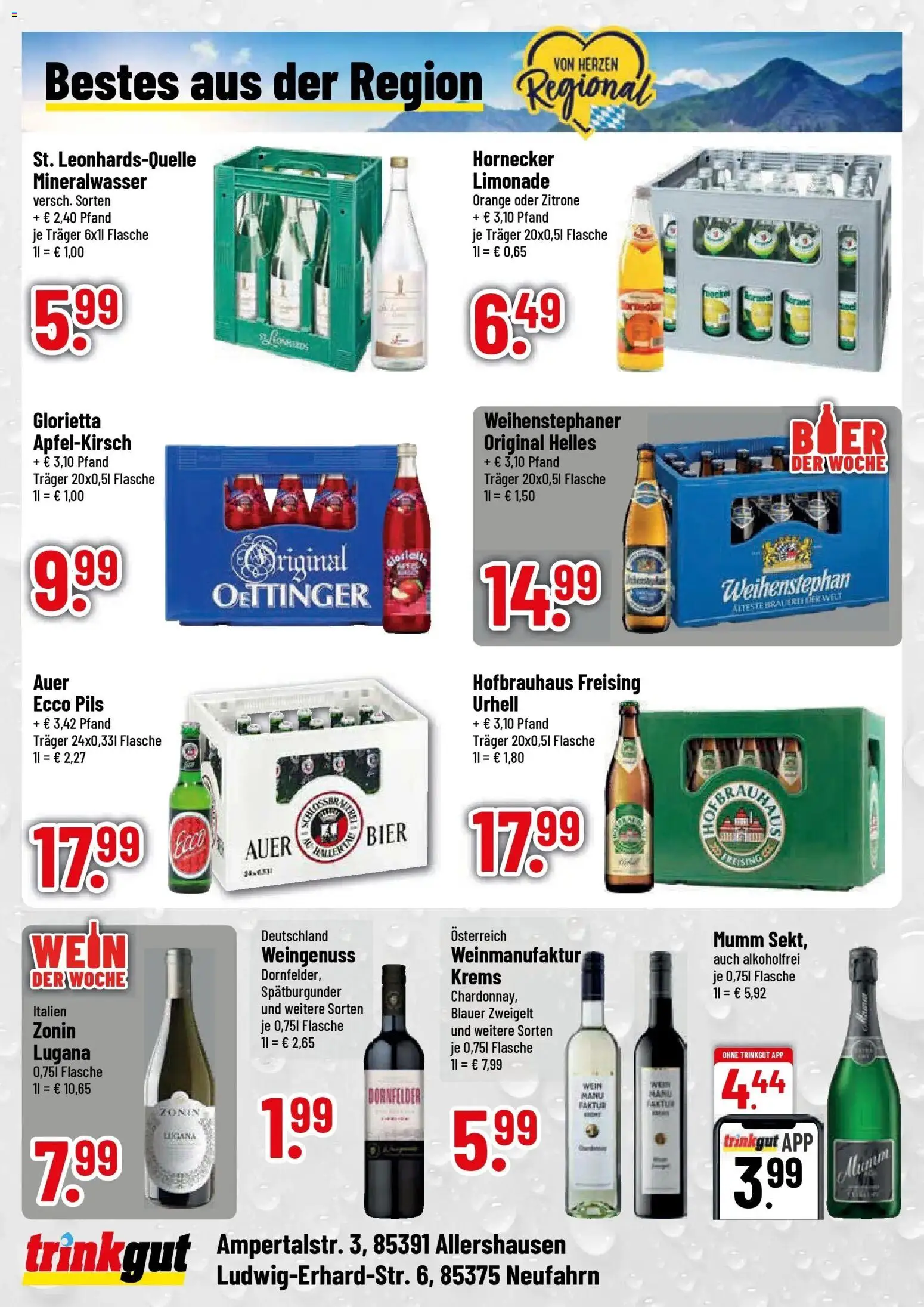 Trinkgut Prospekt Neufahrn (ab 10.08.2026) » Angebote online | Seite: 4 | Produkte: Limonade, Oettinger, Mineralwasser, Wein