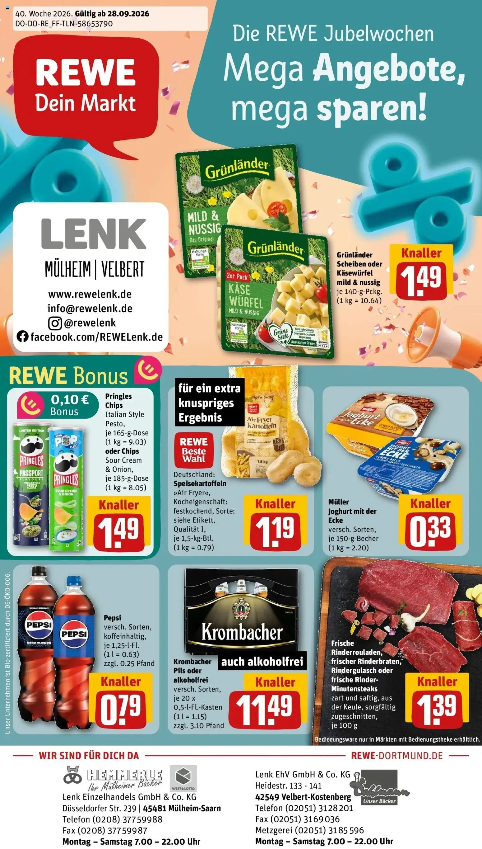REWE Prospekt ab 28.09.2026 zum Blättern » Angebote | Seite: 5 | Produkte: Joghurt, Kartoffeln, Grunlander, Telefon