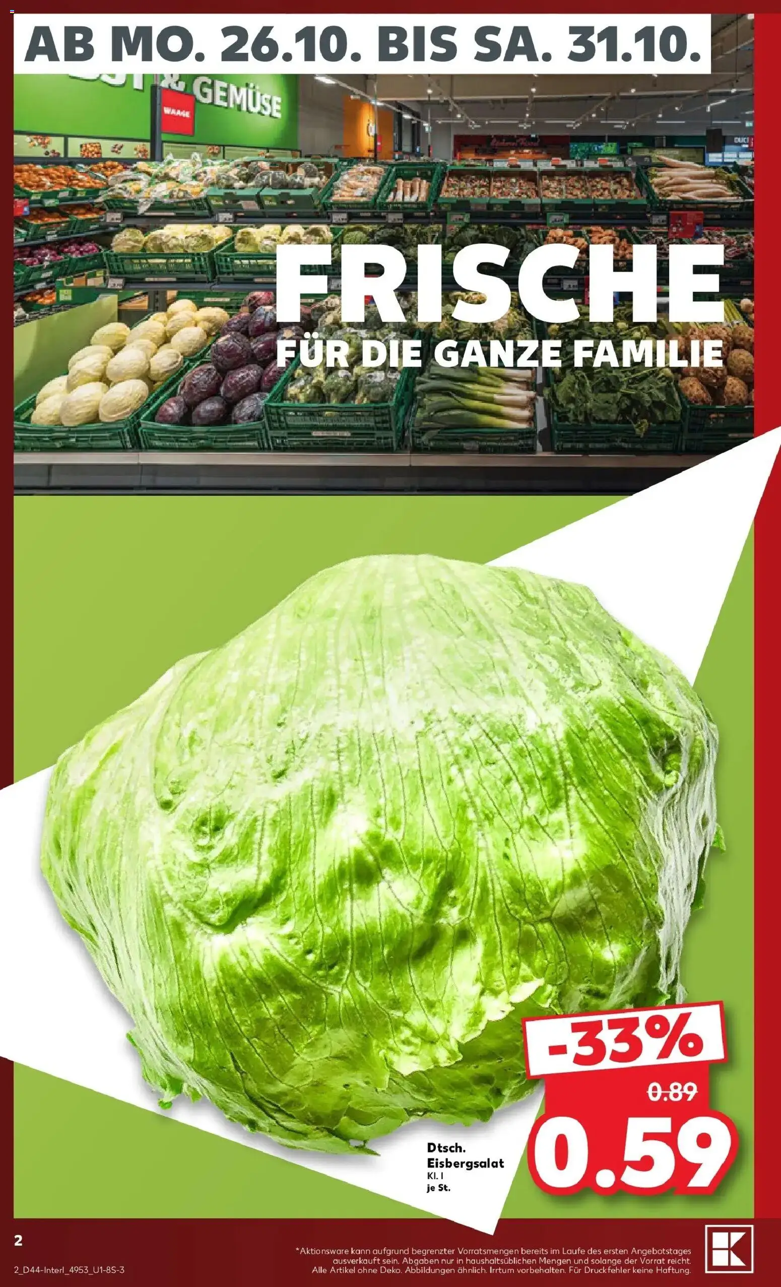 Prospekt Kaufland ab 26.10.2026 » Angebote Online zum Blättern | Seite: 6 | Produkte: Eisbergsalat, Gemüse
