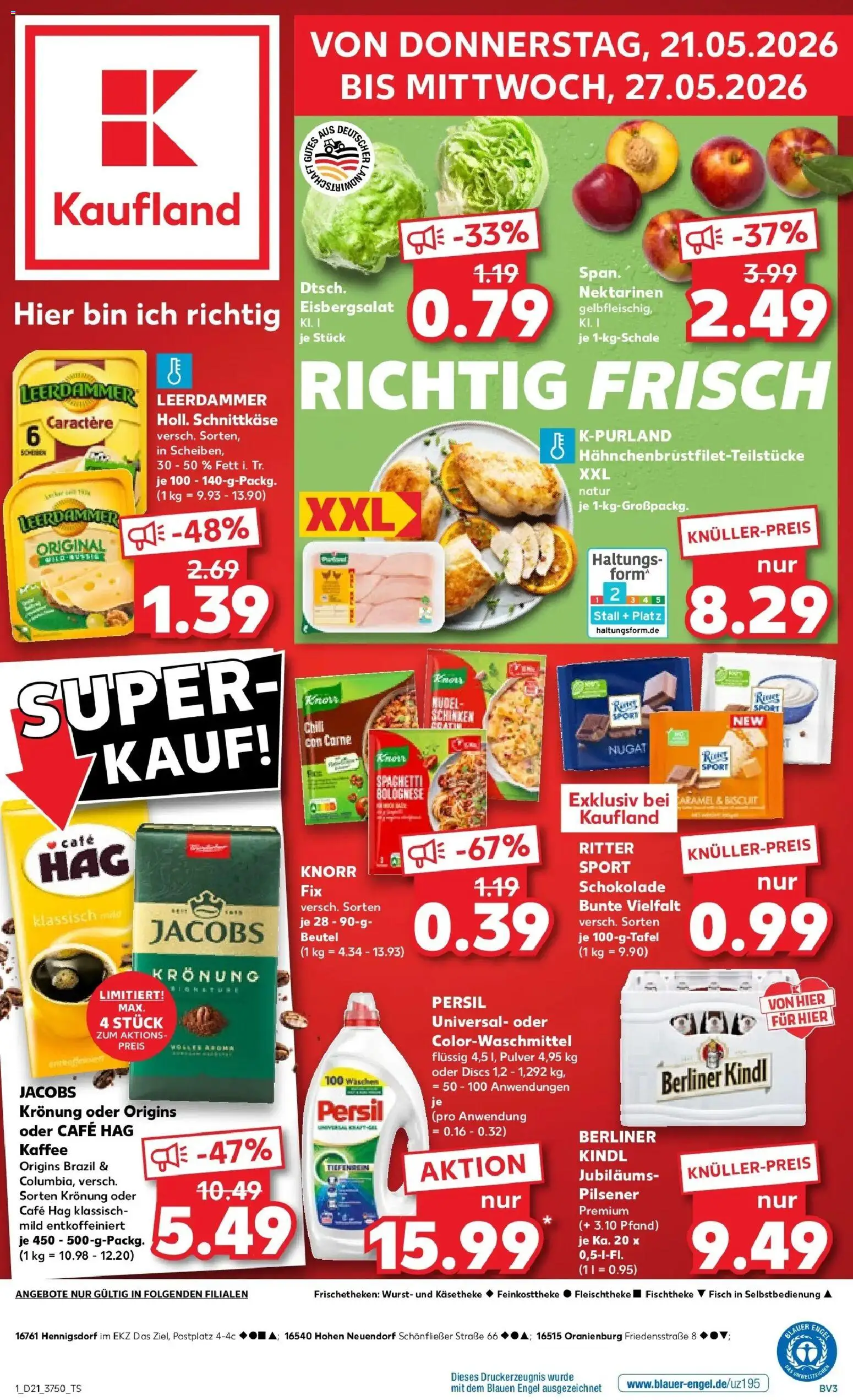 Kaufland Prospekt Oranienburg – gültig ab 18.05.2026 | Seite: 6 | Produkte: Ritter sport, Leerdammer, Fisch, Schinken