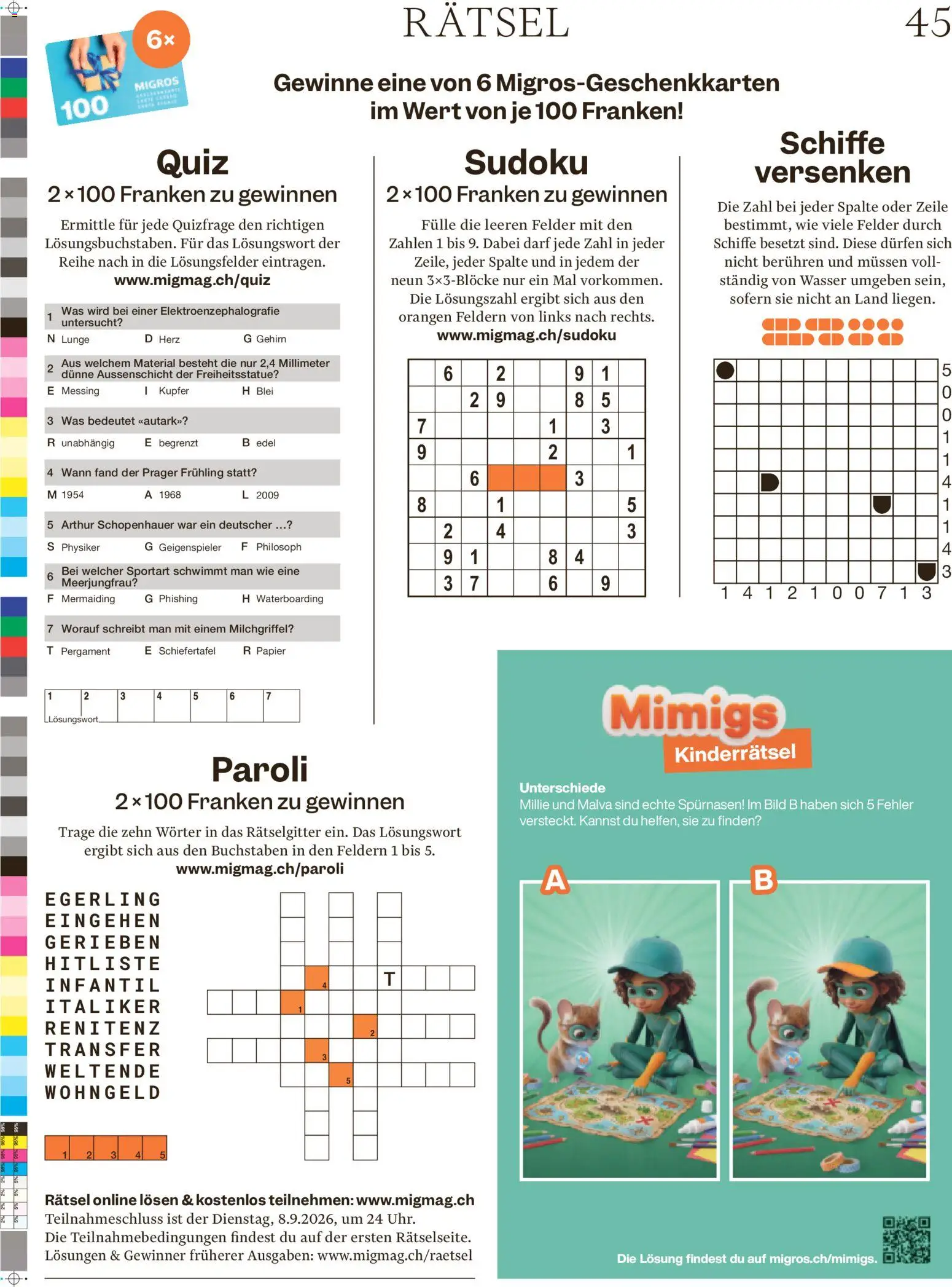 Migros aktionen Magazin – gültig ab 02.09.2026 | Seite: 45 | Produkte: Orangen, Wasser