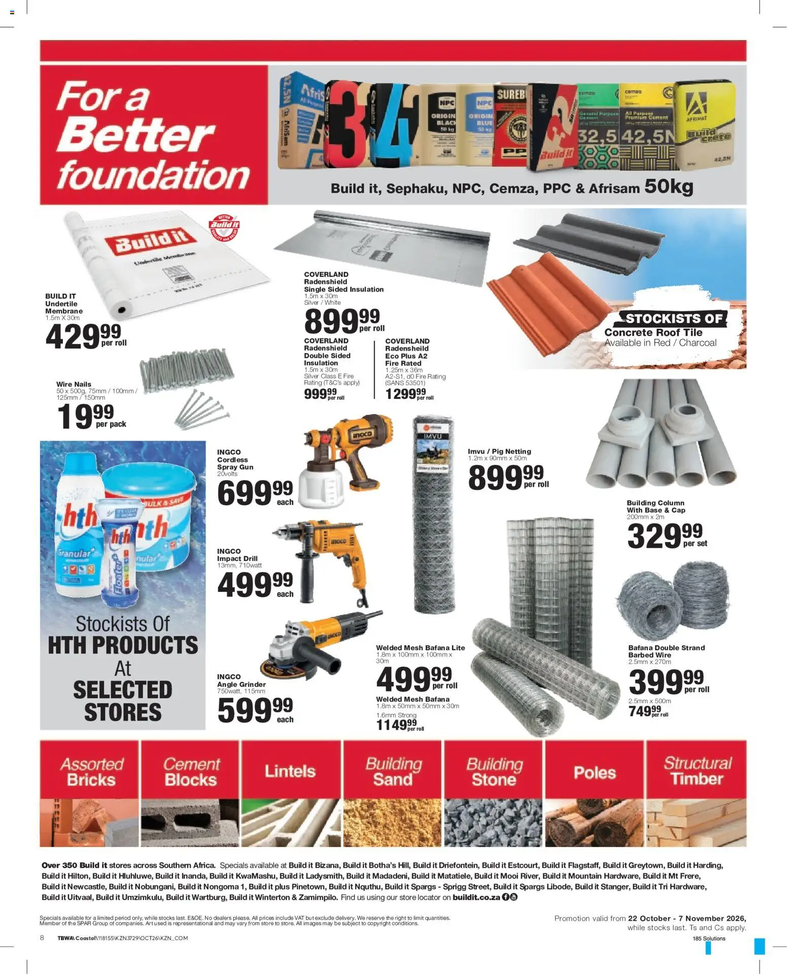 New Build It catalogue – valid from 22/10/2026 | Page: 8 | Products: Grinder, Drill, Foundation, Cement