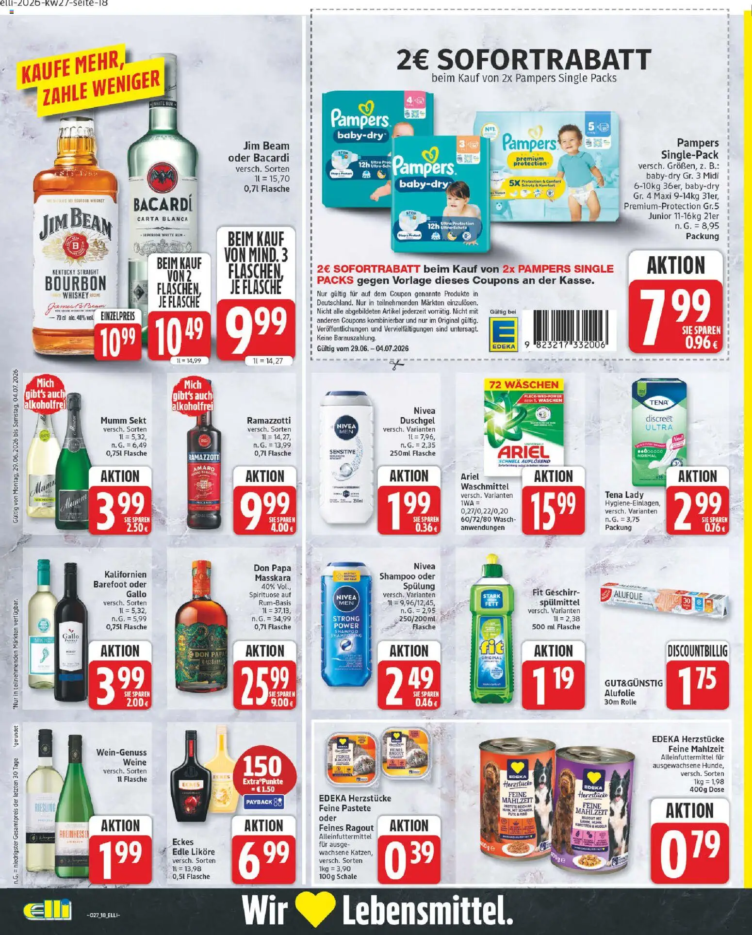 Elli Markt Prospekt Lippstadt – gültig ab 29.06.2026 | Seite: 18 | Produkte: Sekt, Duschgel, Nudeln, Whiskey