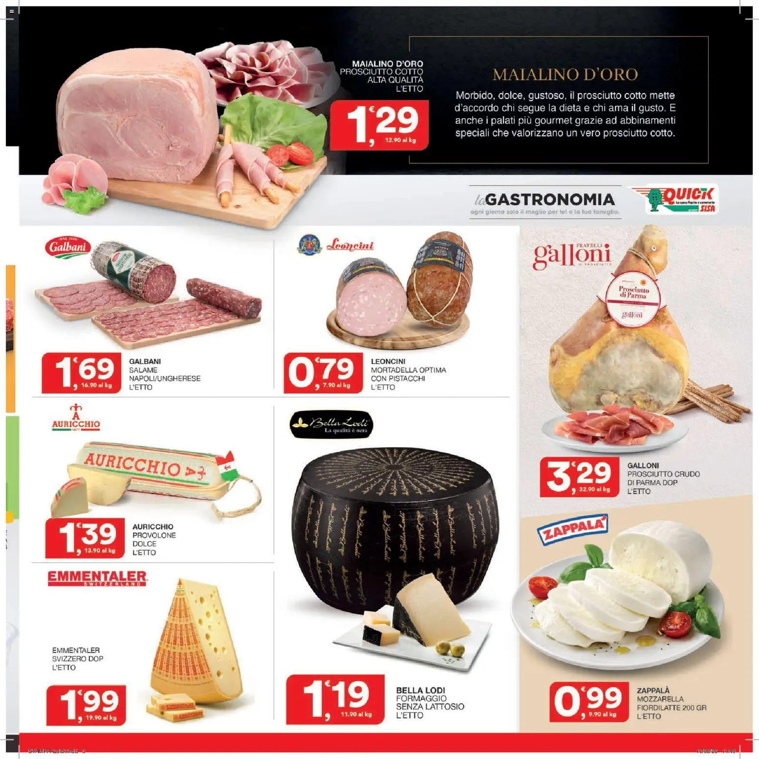 Volantino SISA del 27/08/2026 | Pagina: 3 | Prodotti: Prosciutto Cotto, Mozzarella, Mortadella, Stampa