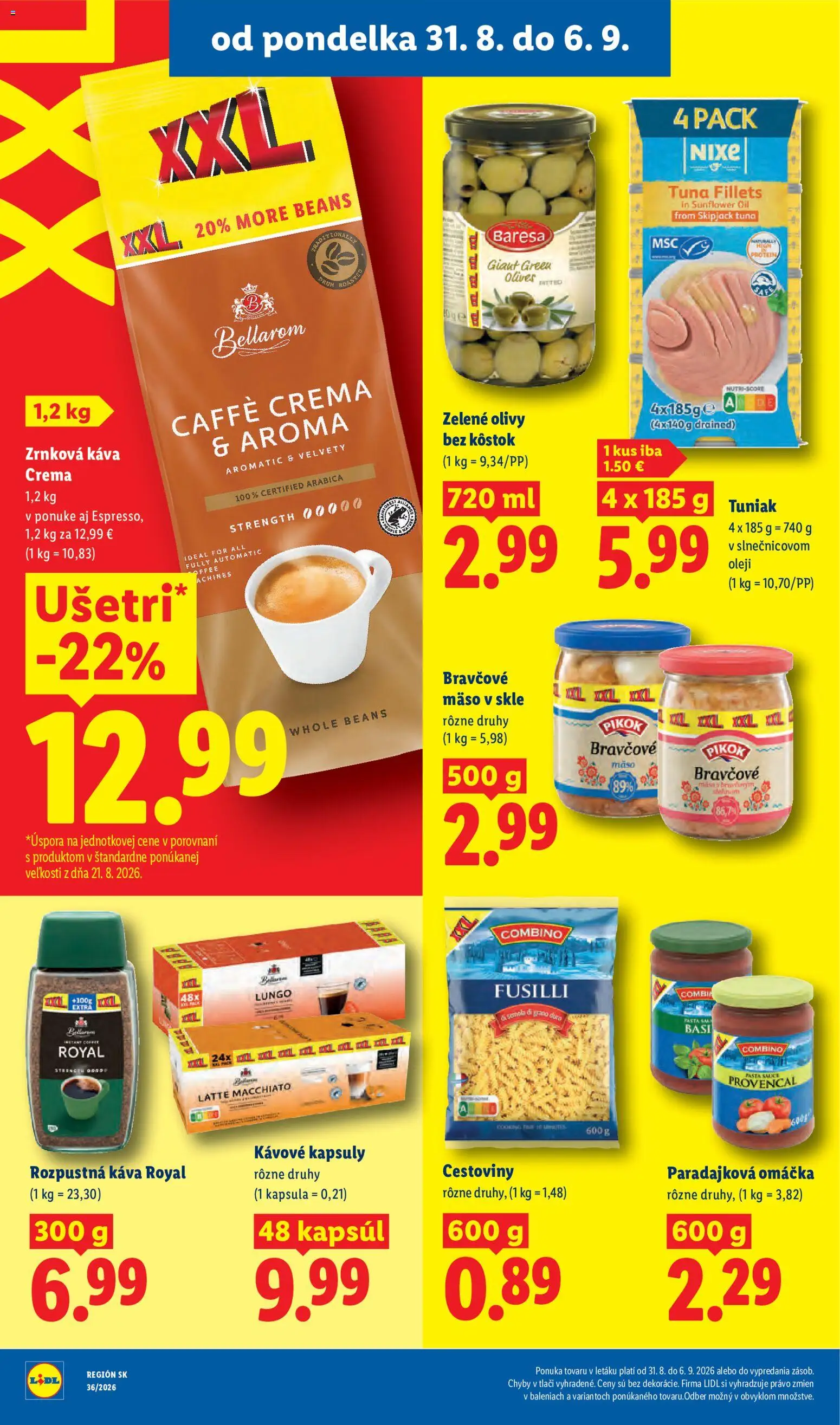 Nové Lidl akcie – leták je platný od 31.08.2026 | Strana: 38 | Produkty: Protein, Mäso, Olivy, Omáčka