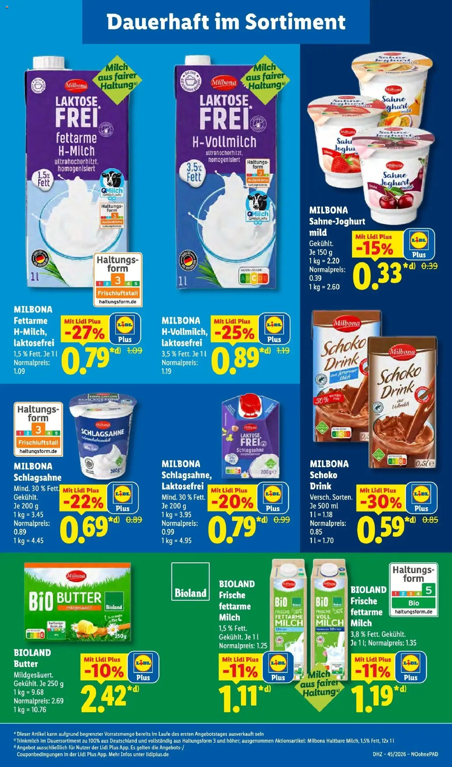 Lidl Prospekt Bad Rothenfelde (ab 02.11.2026) zum Blättern » Angebote | Seite: 33 | Produkte: Schlagsahne, Milch, Butter, Milch 1,5%