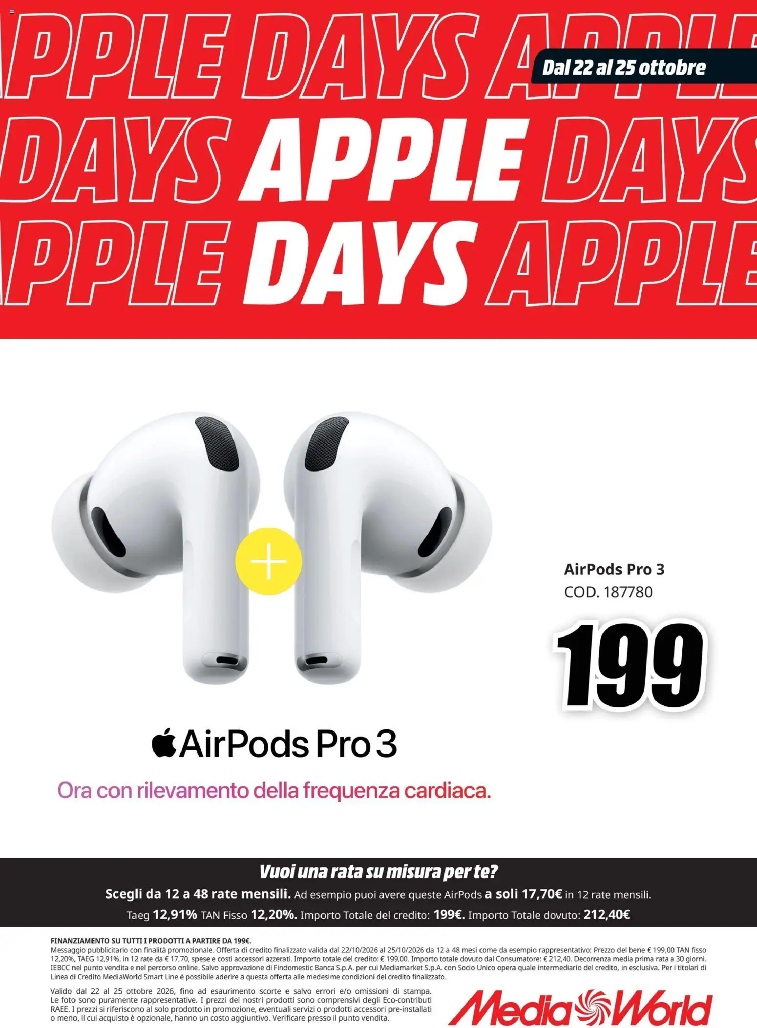 Volantino Media World del 22/10/2026 | Pagina: 1 | Prodotti: Tè, Airpods