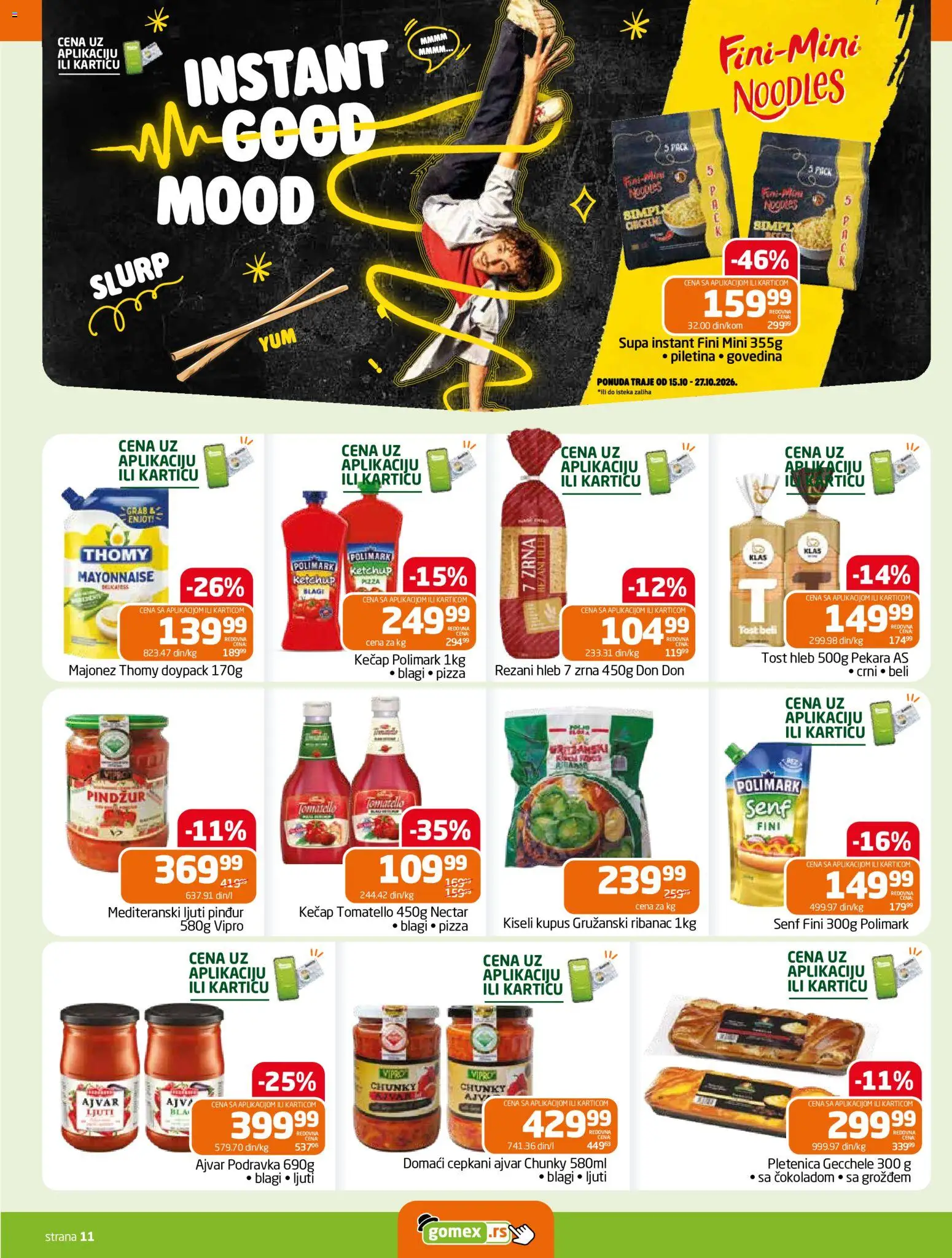 Gomex katalog - važi od 15.10.2026 | Strana: 11 | Proizvode: Majonez, Rezani hleb, Podravka, Hleb