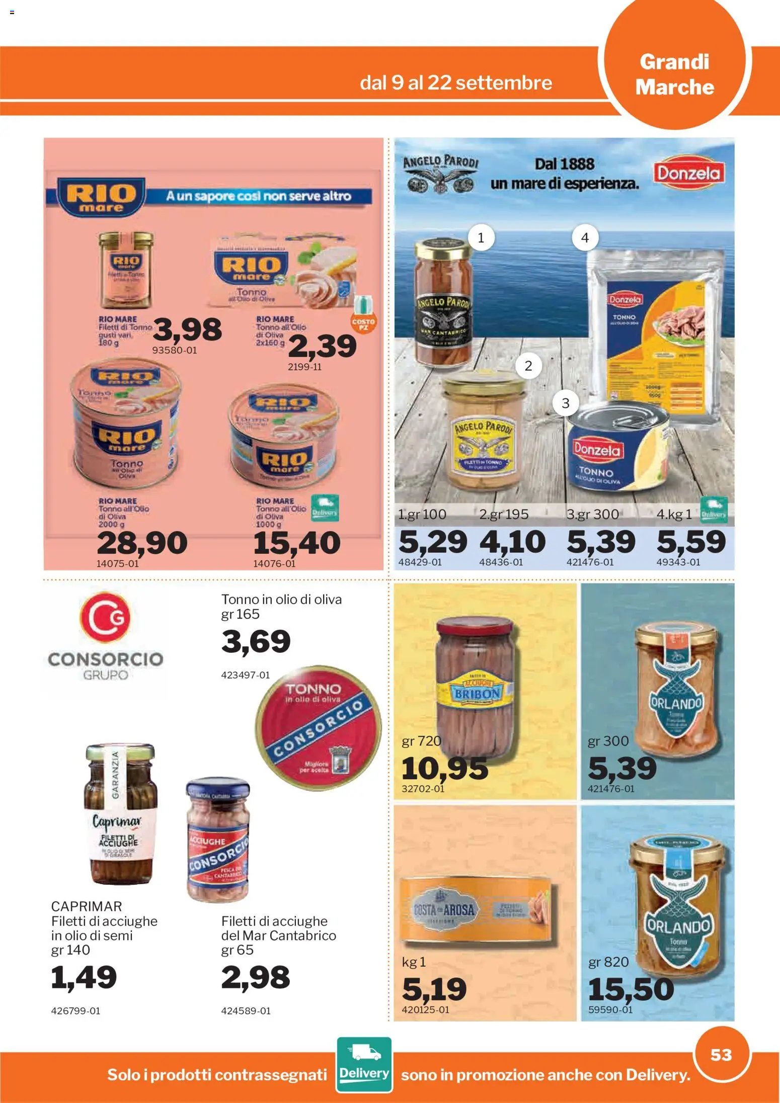 Volantino Sogegross del 09/09/2026 | Pagina: 53 | Prodotti: Olio di semi, Olio, Acciughe, Tonno