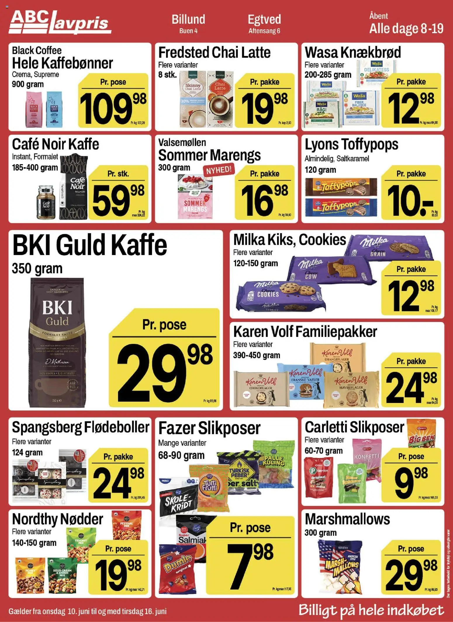 Abc Lavpris tilbudsavis – gyldig fra 10.06.2026 | Side: 9 | Produkter: Chokolade, Salt, Vafler, Knækbrød