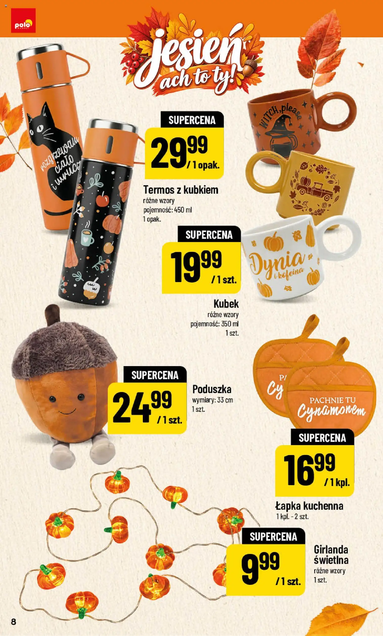 POLOmarket katalog - Jesień od 25.09.2026 | Strona: 8 | Produkty: Poduszka, Girlanda, Termos
