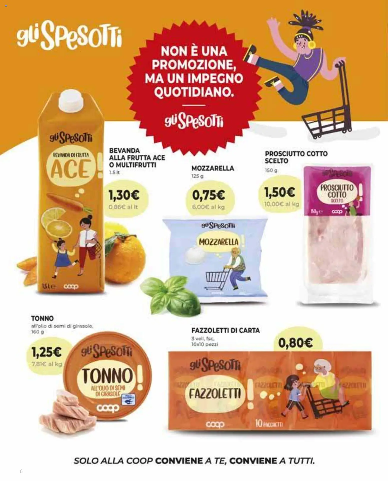 Volantino COOP del 11.06.2026 | Pagina: 6 | Prodotti: Fazzoletti, Frutta, Mozzarella, Tonno