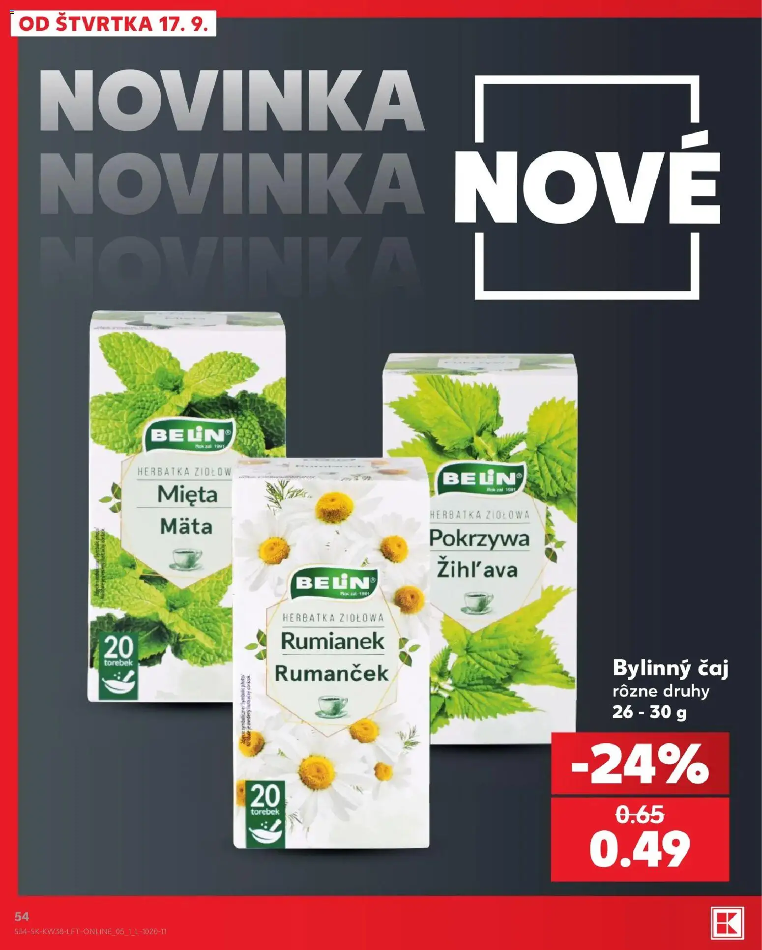 Nové Kaufland akcie – leták je platný od 17.09.2026 | Strana: 54 | Produkty: Čaj, Bylinný čaj