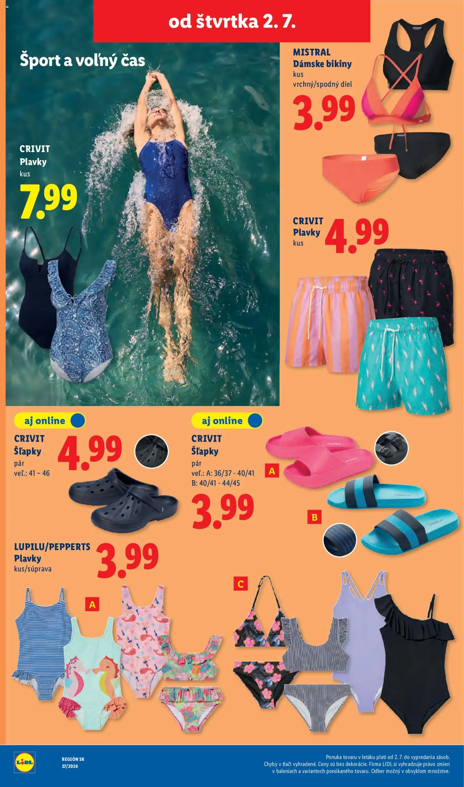 Nové Lidl akcie – leták je platný od 29.06.2026 | Strana: 82 | Produkty: Plavky, Šľapky