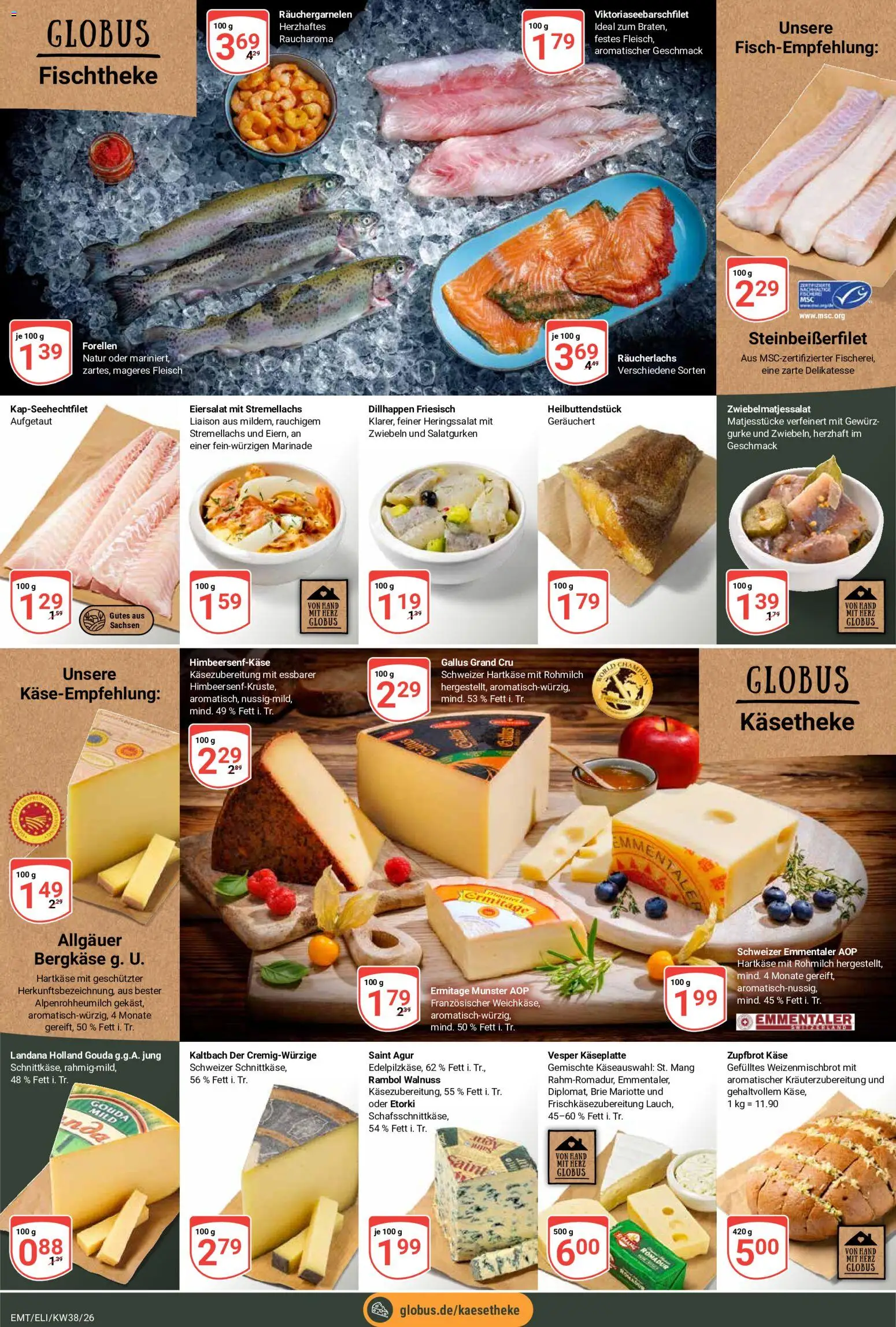 Globus Prospekt Erfurt – gültig ab 14.09.2026 | Seite: 9 | Produkte: Käse, Räucherlachs, Zwiebeln, Fleisch