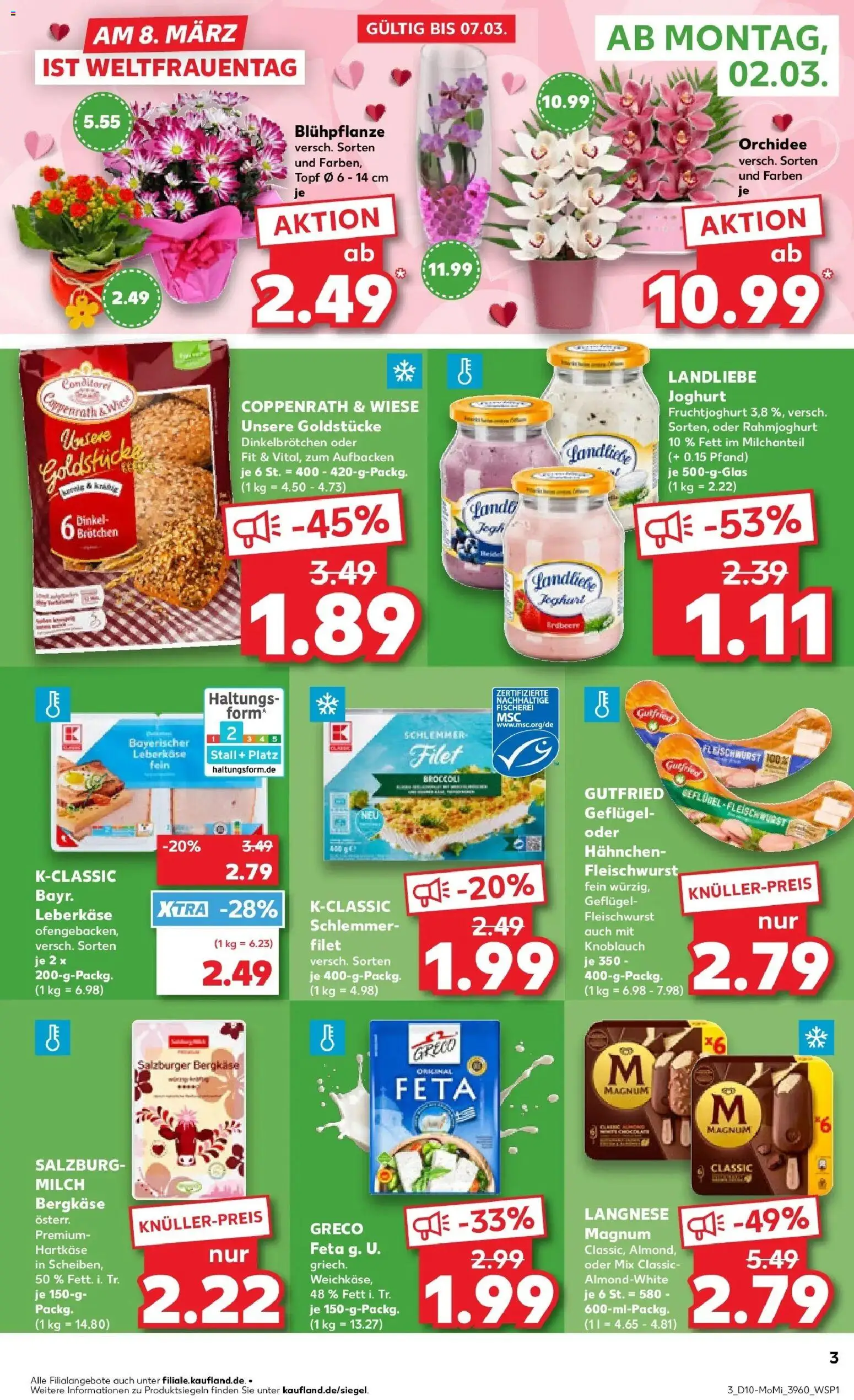 Kaufland Prospekt Lutherstadt Wittenberg	 – gültig ab 02.03.2026 | Seite: 3 | Produkte: Langnese, Feta, Orchidee, Leberkase