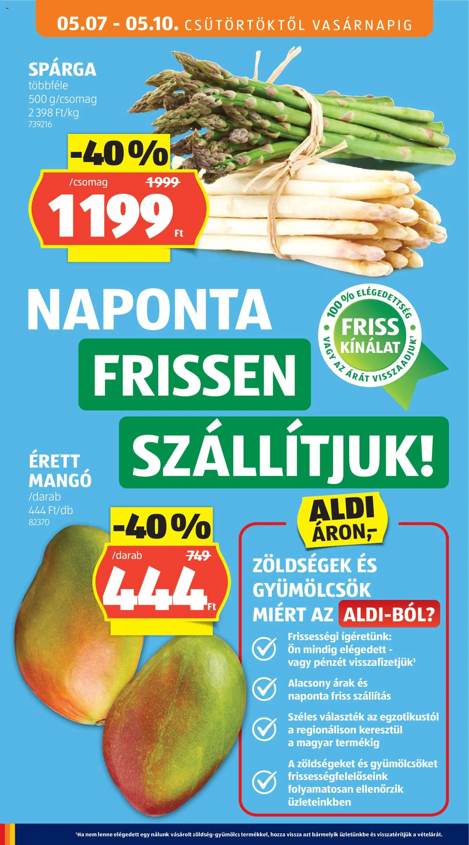 Aldi akciós ujság - amely érvényes a következő dátumtól: 07.05.2026 | Oldal: 10 | Termékek: Mangó