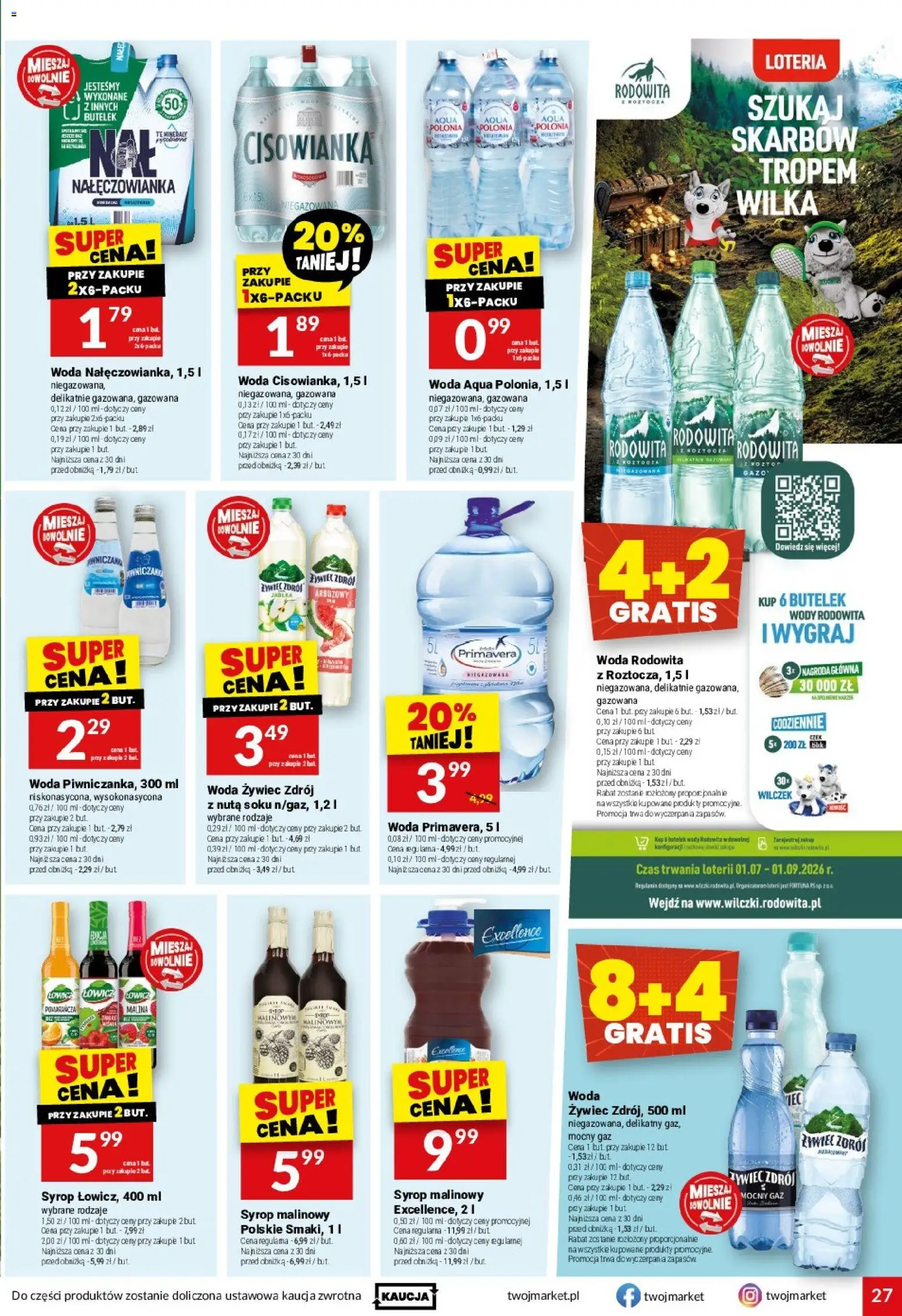 Twój Market gazetka od 15.07.2026 | Strona: 27 | Produkty: Syrop, Woda żywiec, Malina, Woda