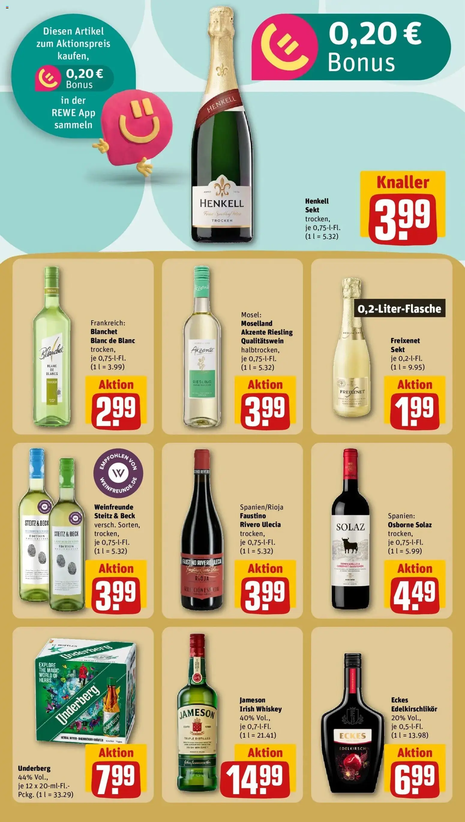 Rewe Prospekt Hohen Neuendorf Ot Bergfelde	 – gültig ab 09.03.2026 | Seite: 15 | Produkte: Freixenet, Sekt, Jameson, Underberg