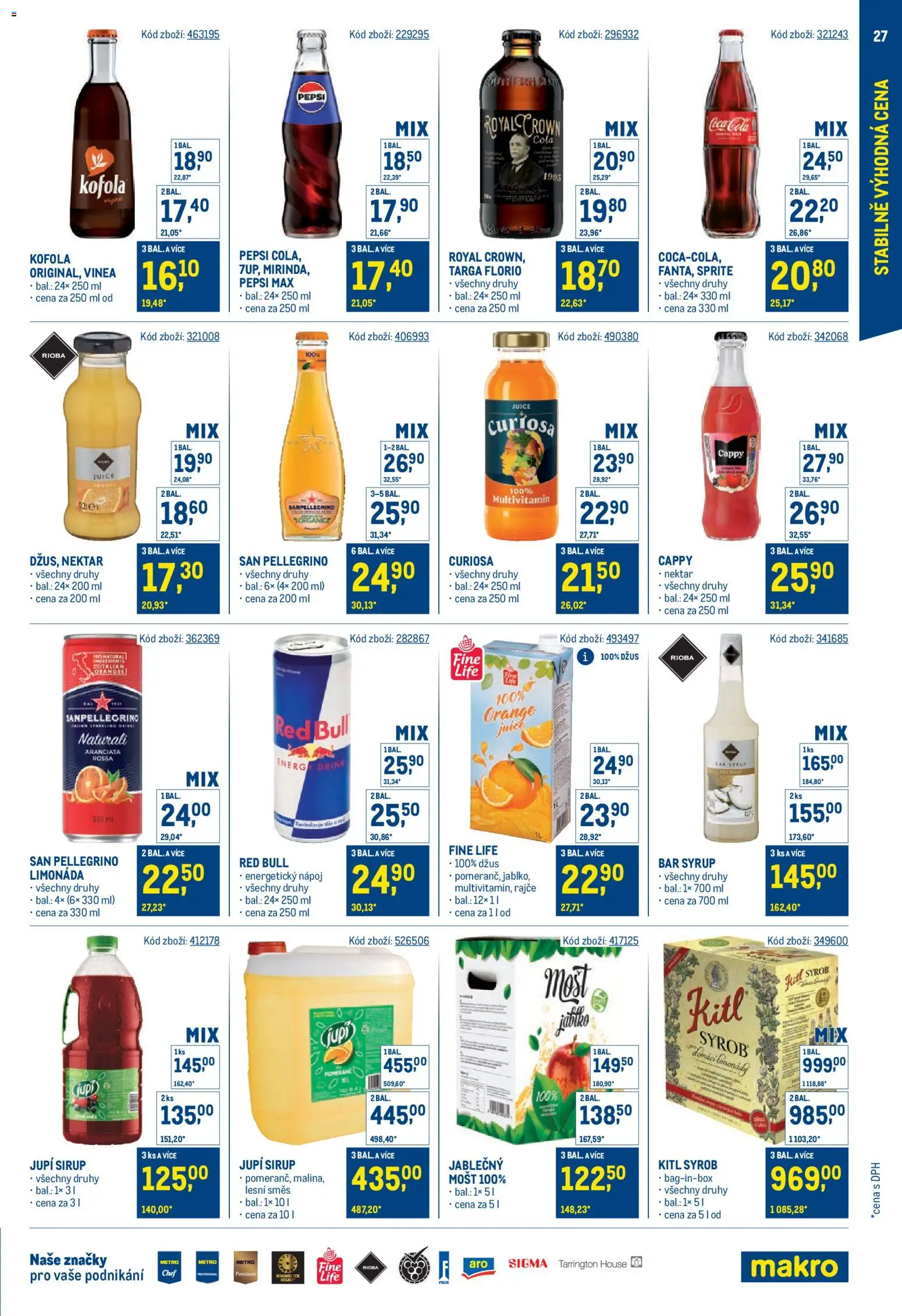 Makro leták - Cash & Carry od 20.05.2026 | Strana: 27 | Produkty: Pepsi, Coca cola, Kofola, Red Bull