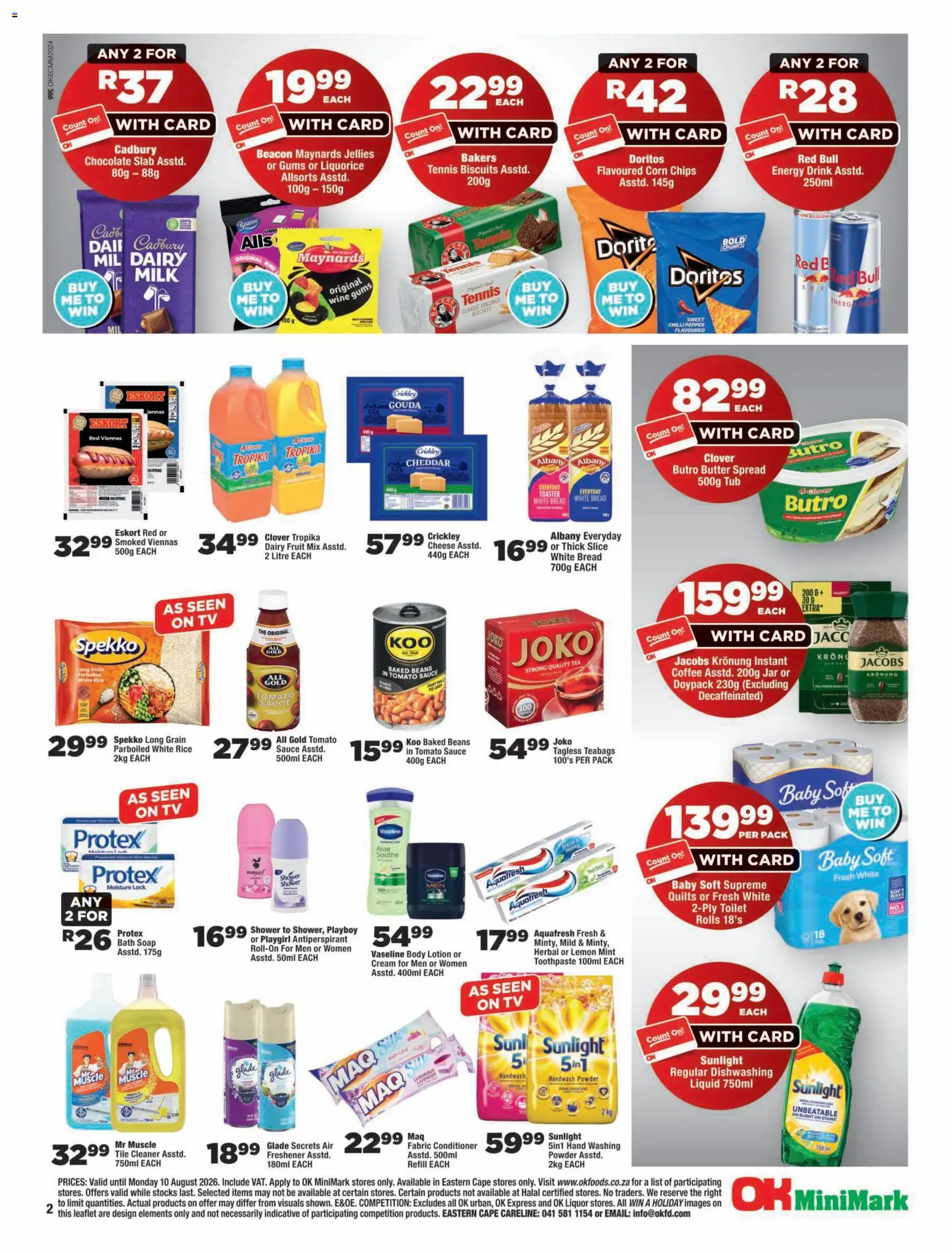 New OK Foods catalogue – valid from 24/07/2026 | Page: 2 | Products: Beans, Milk, Biscuits, Tomato sauce